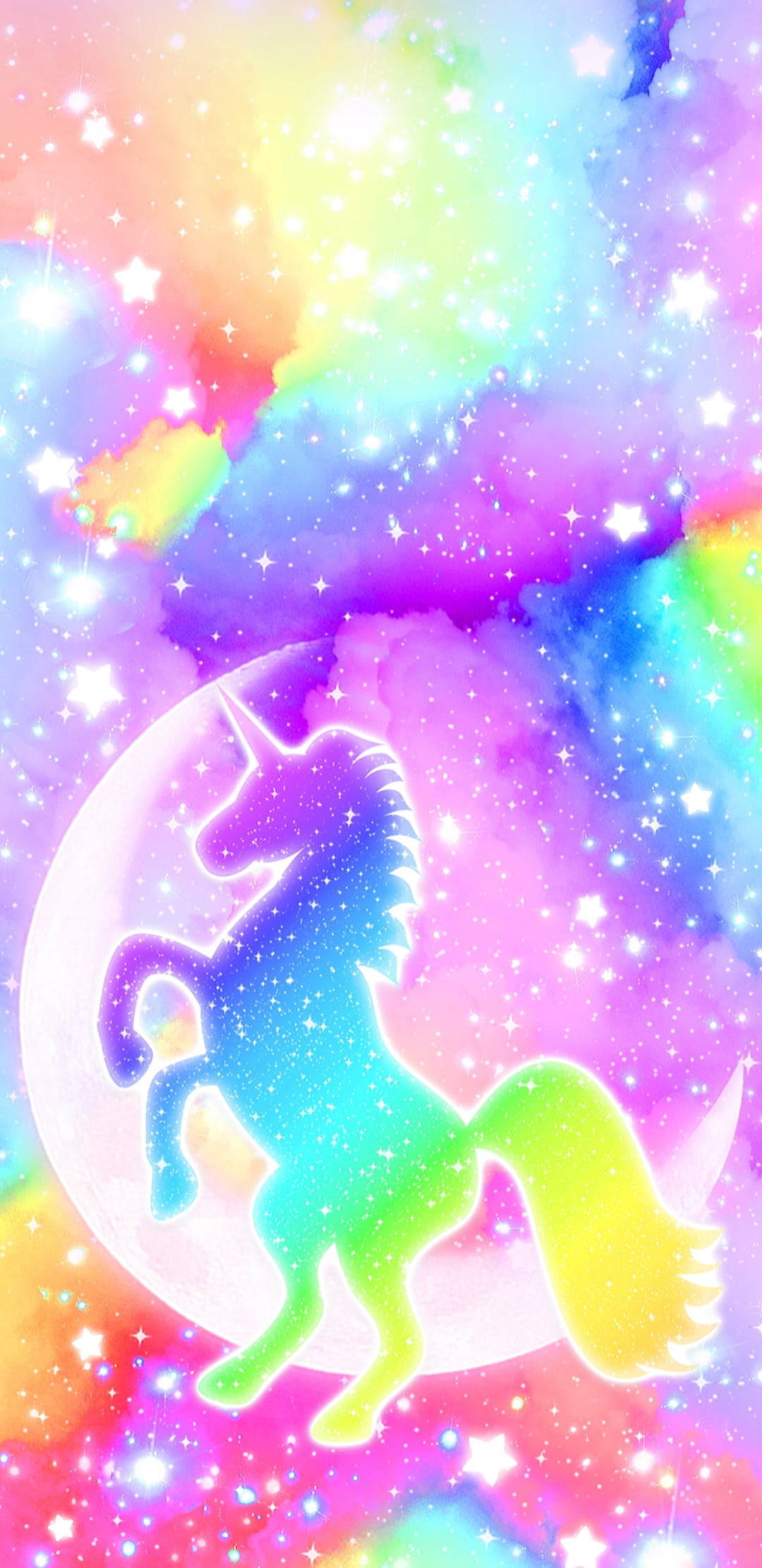 Lună, Sclipici și Unicorni Fundal