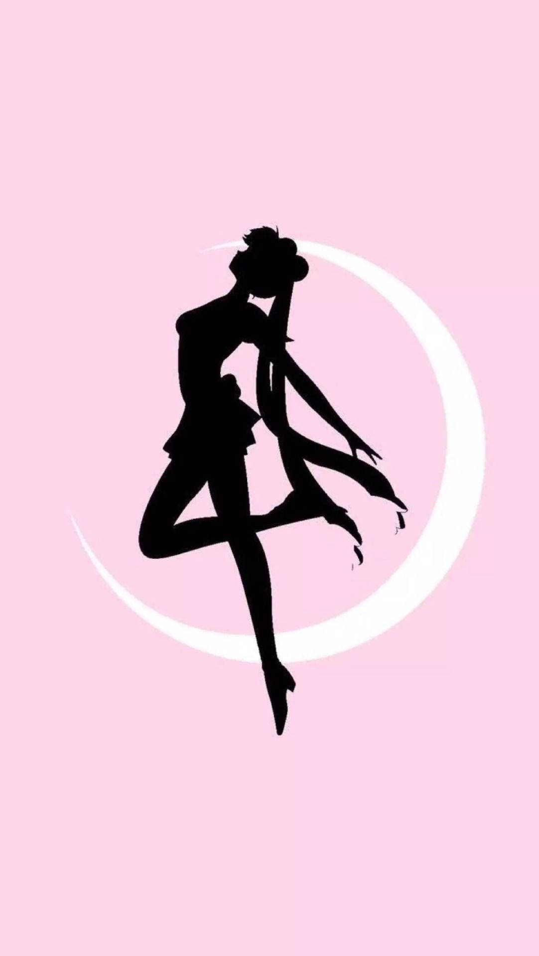 Lună Semilună Roz Sailor Moon iPhone Fundal