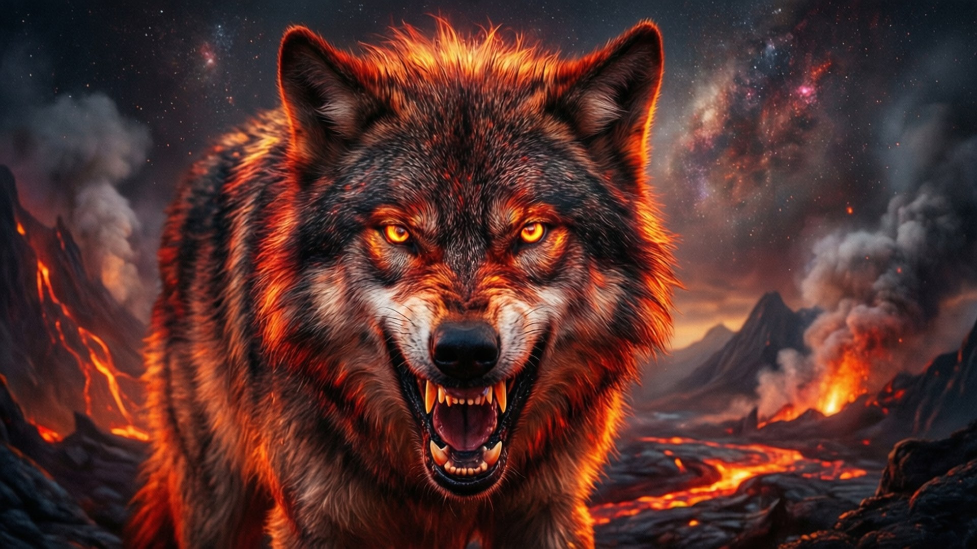 Lup Furios Vulcanic Fundal