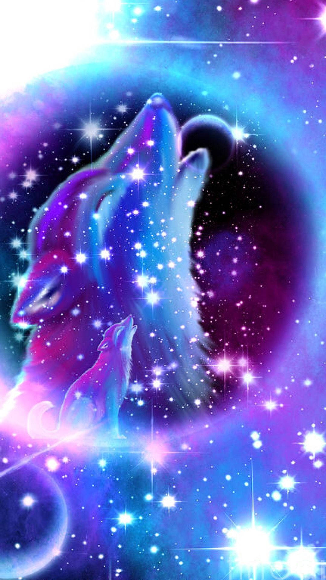 Lup galactic urlând sub stele Fundal