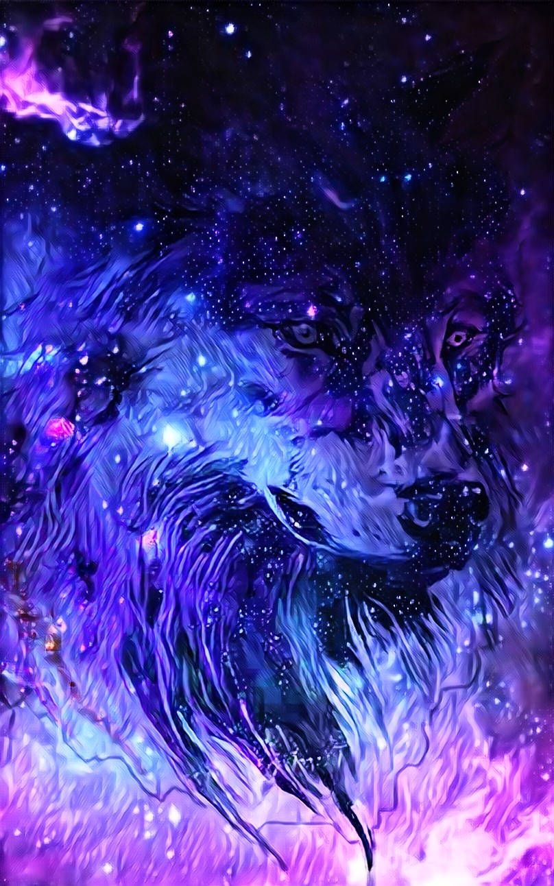 Lup Galactic Violet Pictură Digitală Fundal