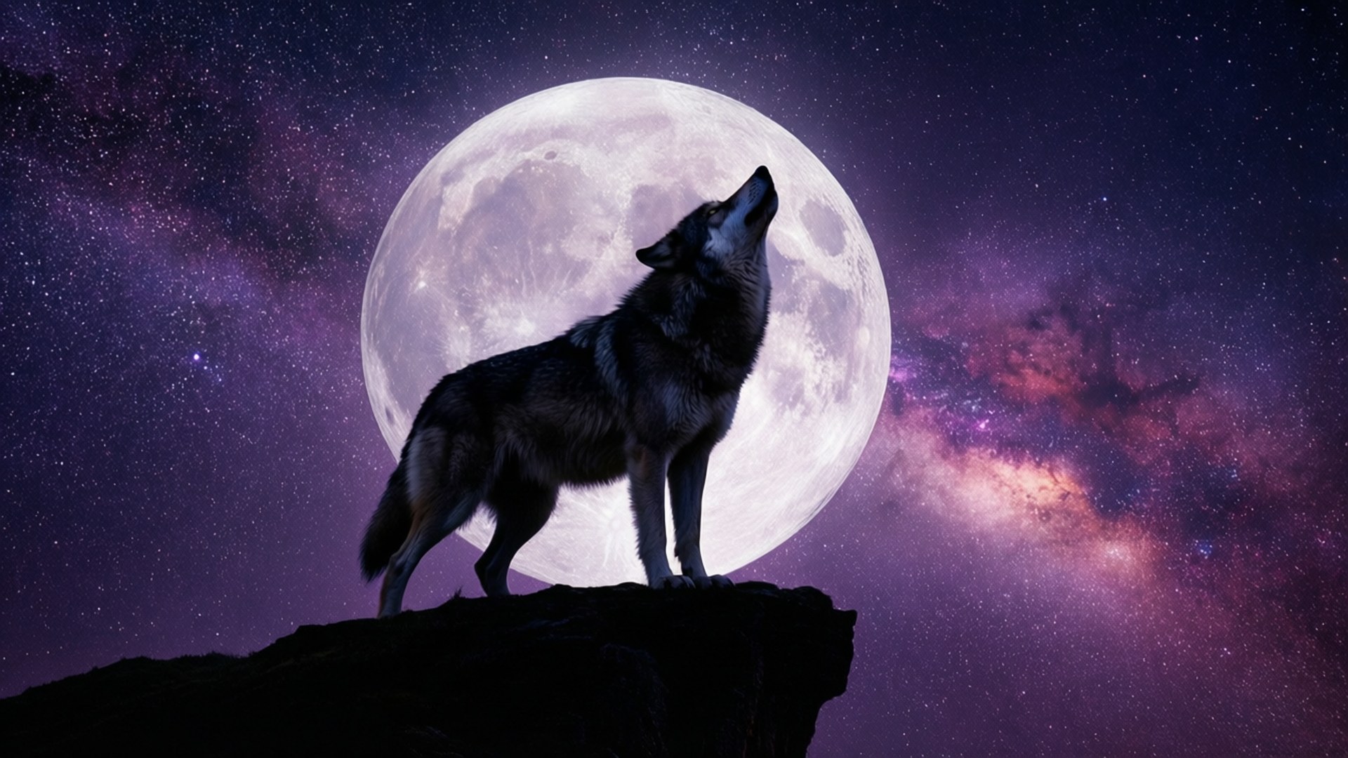 Lup urlând la lună Fundal