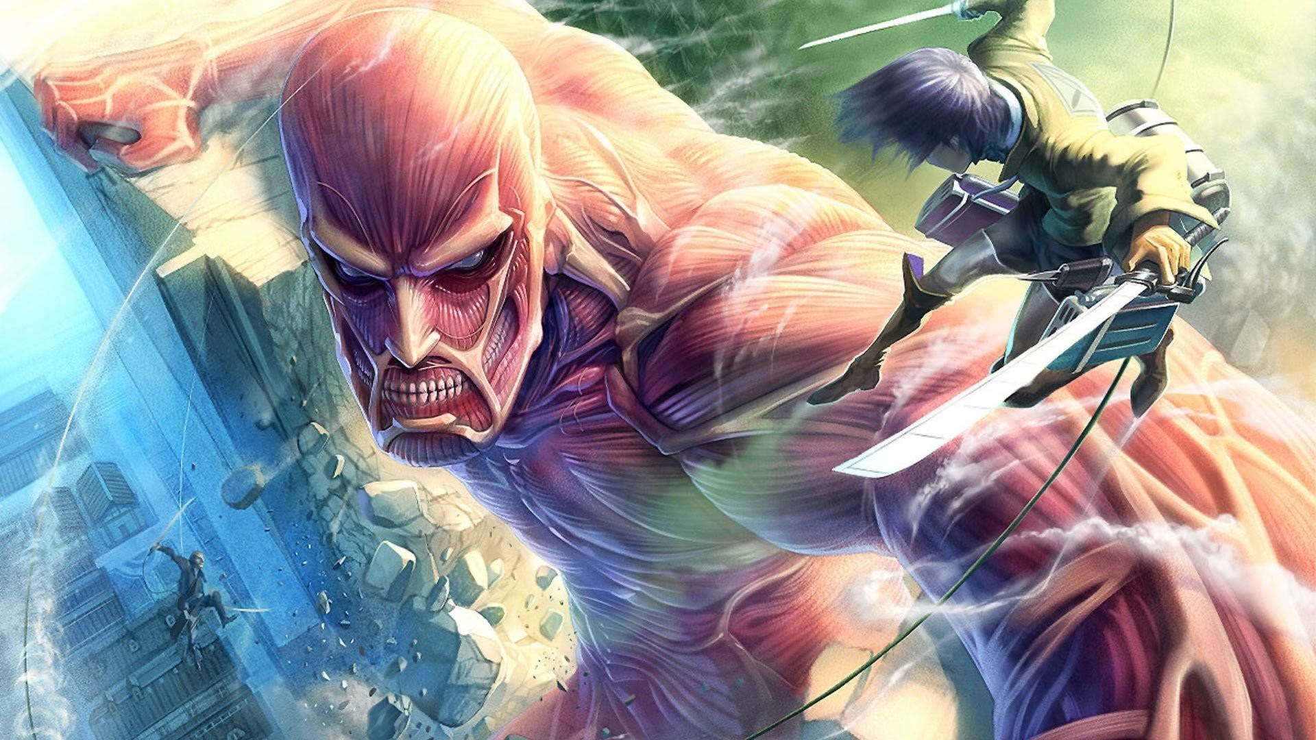 Luptă Anime Eren și Titan Fundal