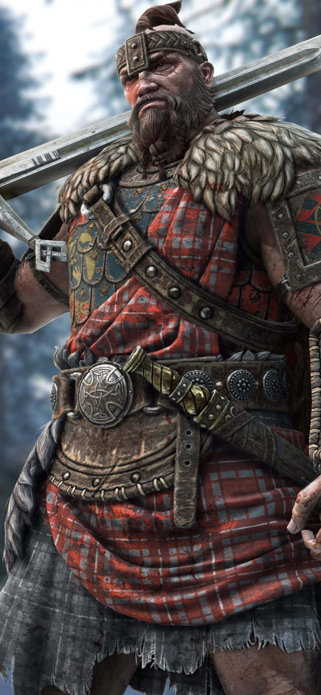 Luptă ca un Highlander în intensul joc de luptă online, For Honor. Fundal