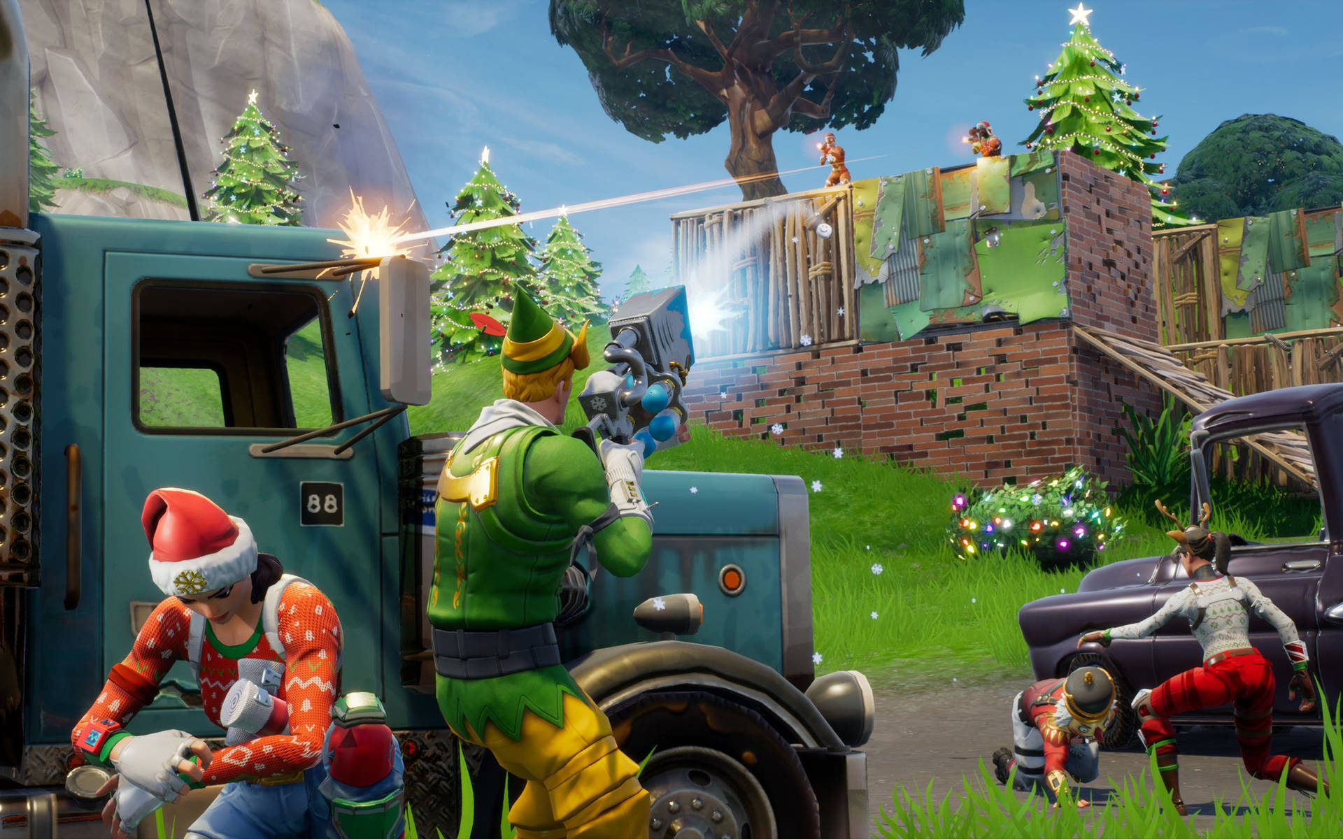 Un fundal Battle Royale în sezonul de Crăciun din jocul Fortnite. — Fortnite Fundal