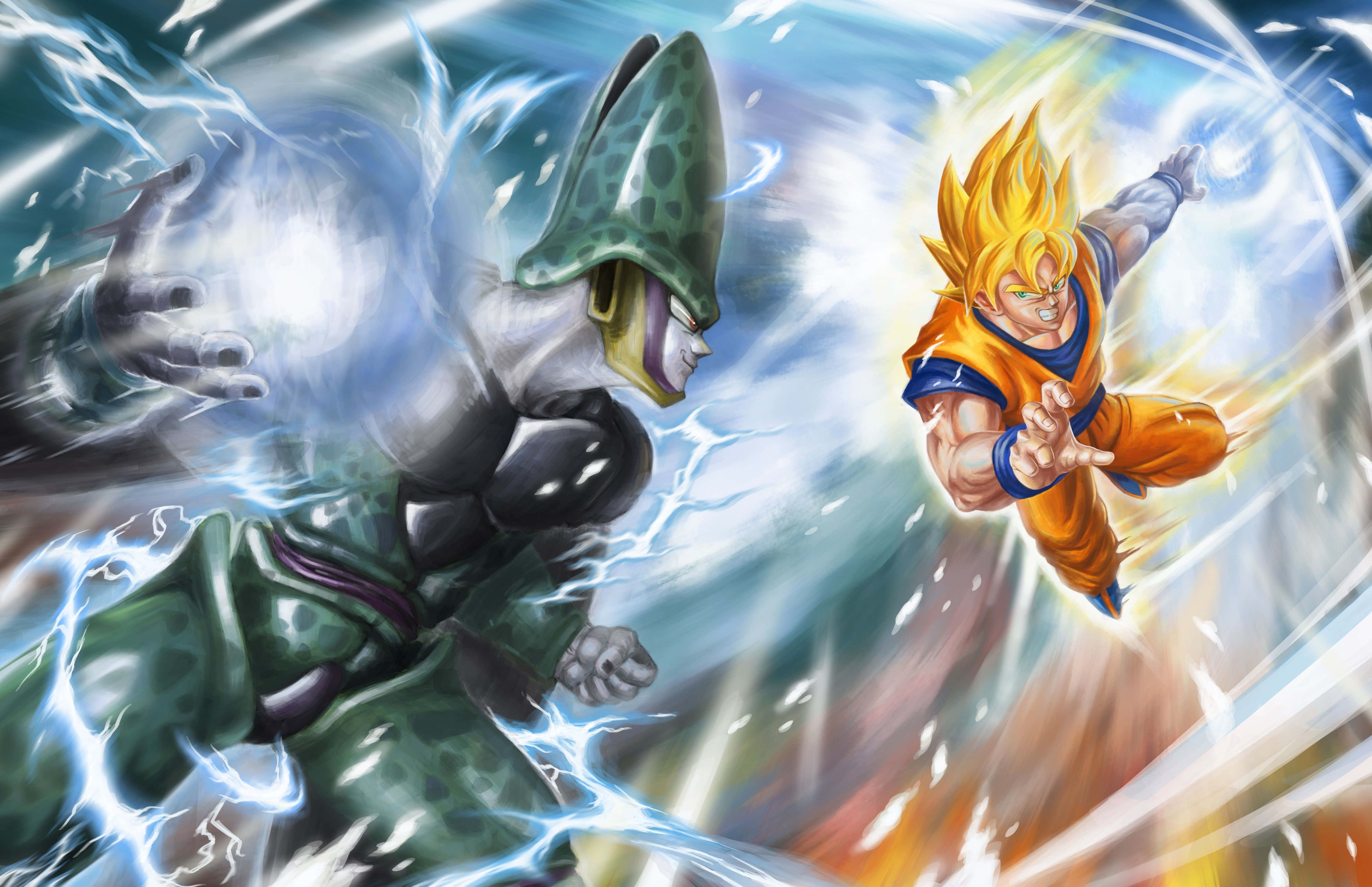 Luptă intensă între Goku și Vegeta în Dragon Ball Z Fundal