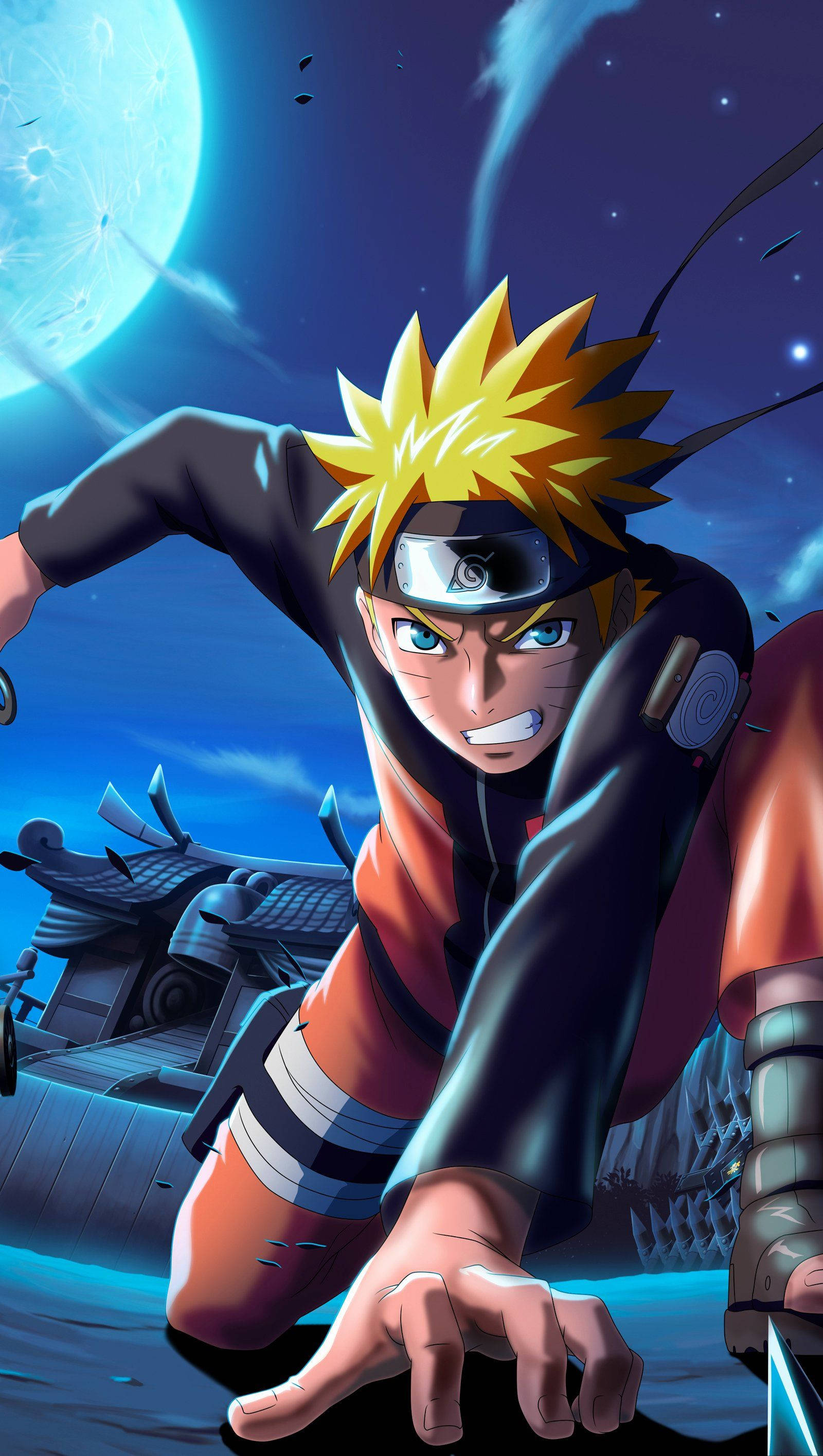 Luptă Intensă sub Lumina Lunii - Naruto Mobile 4K Fundal