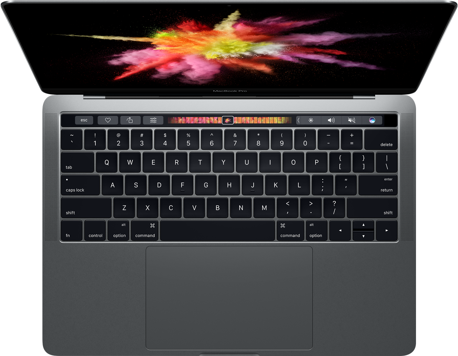 Mac Book Pro cu Touch Bar vedere de sus Fundal