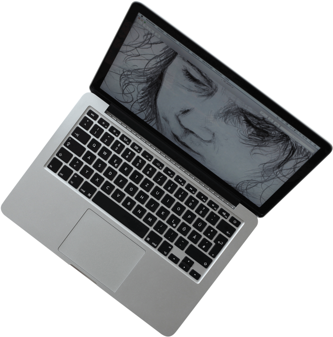 MacBook Pro cu schiță pe ecran Fundal