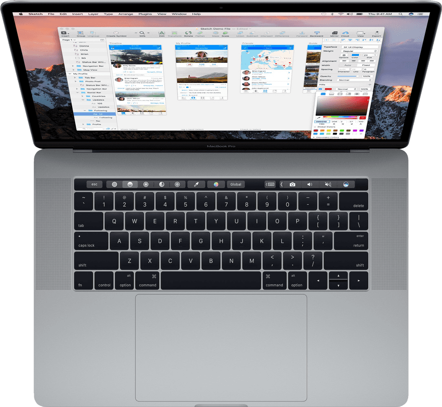 MacBook Pro cu Touch Bar Deschis Fundal