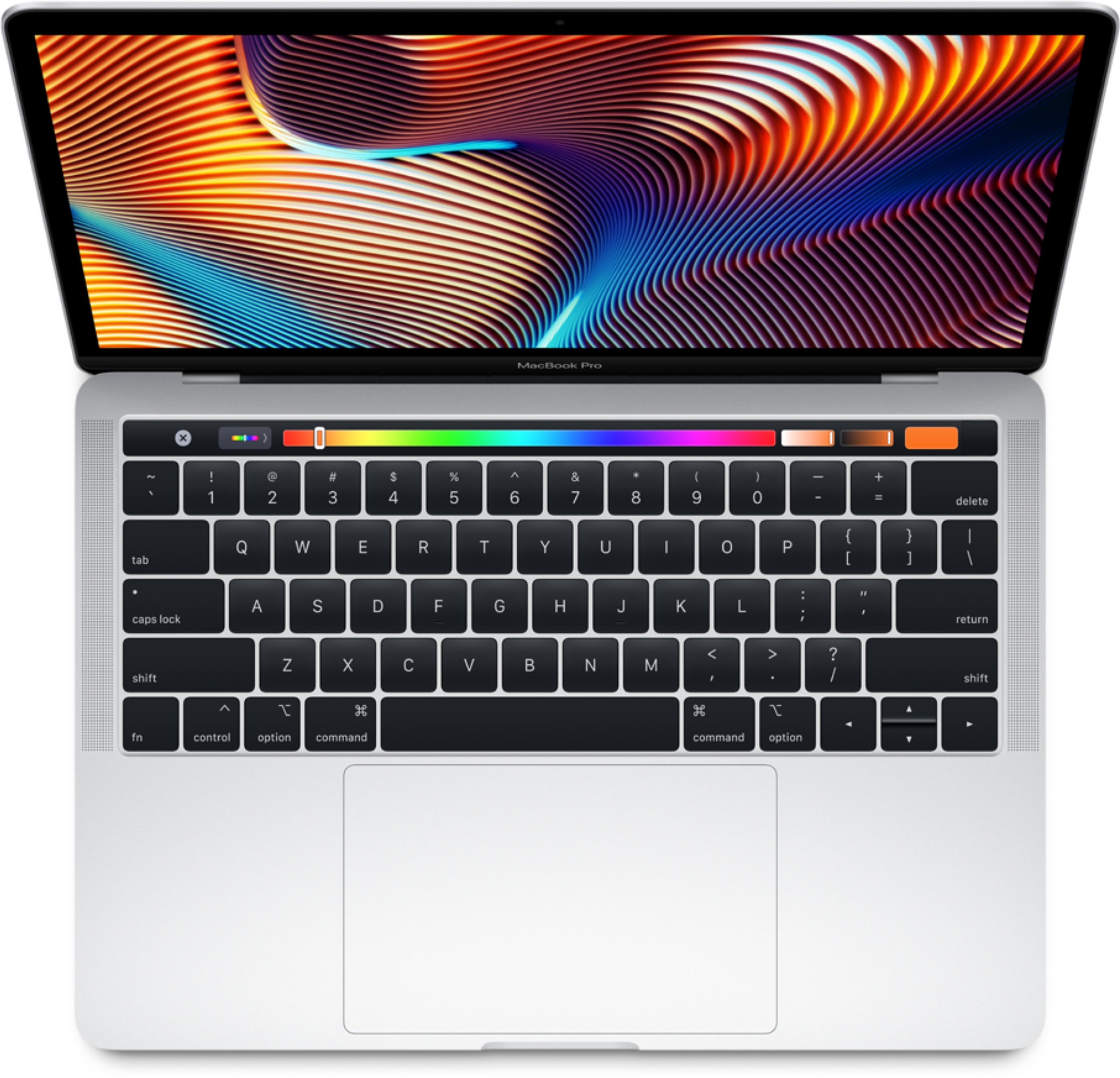 MacBook Pro cu Touch Bar vedere de sus Fundal