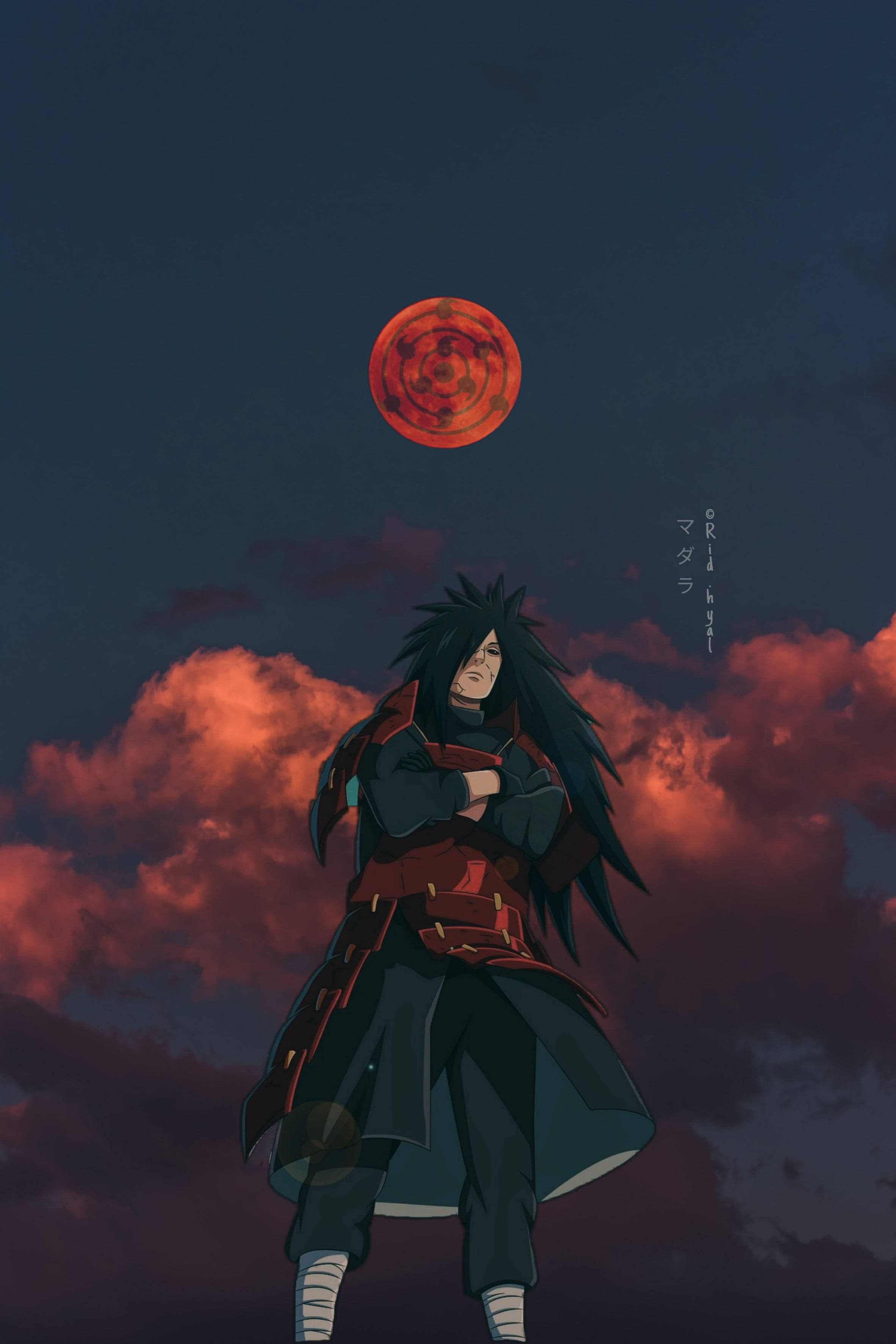 Madara Uchiha Lună Roșie Naruto Mobil 4K Fundal
