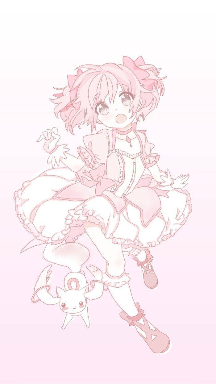 Madoka Kaname Kawaii Anime Fundal