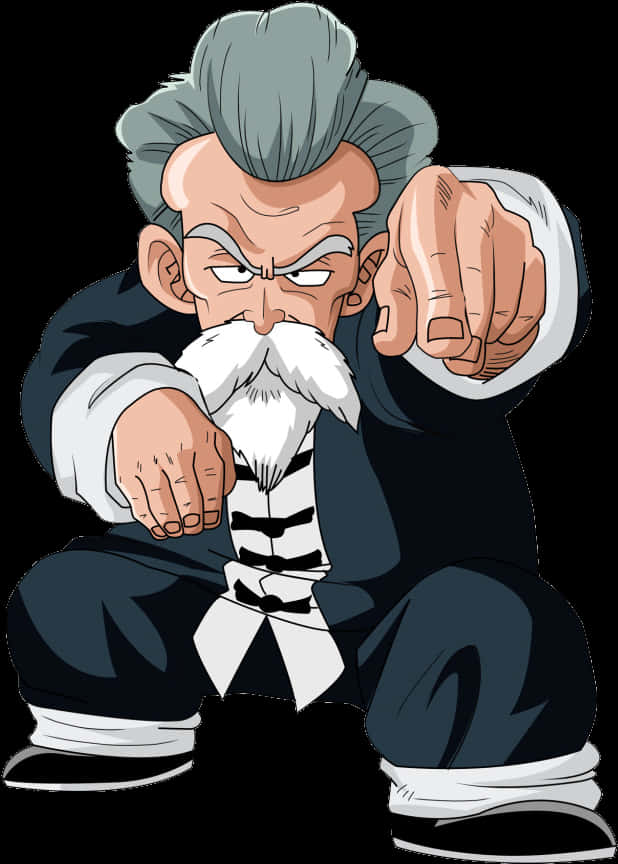 Maestrul Roshi arătând spre Dragon Ball Fundal
