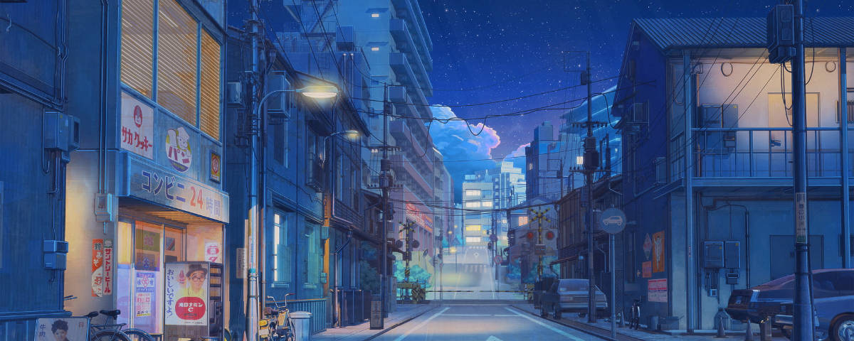 Magazin pe Stradă Anime 1200x480 Fundal