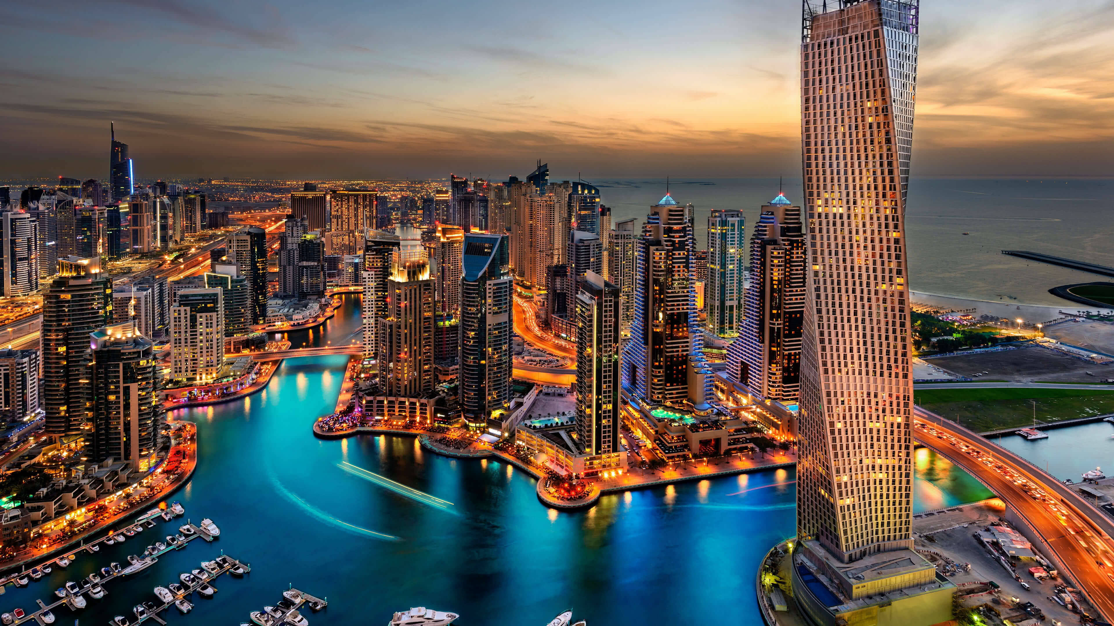 Magnificele Zgârie-Nori ale Orașului Dubai în 4K Fundal