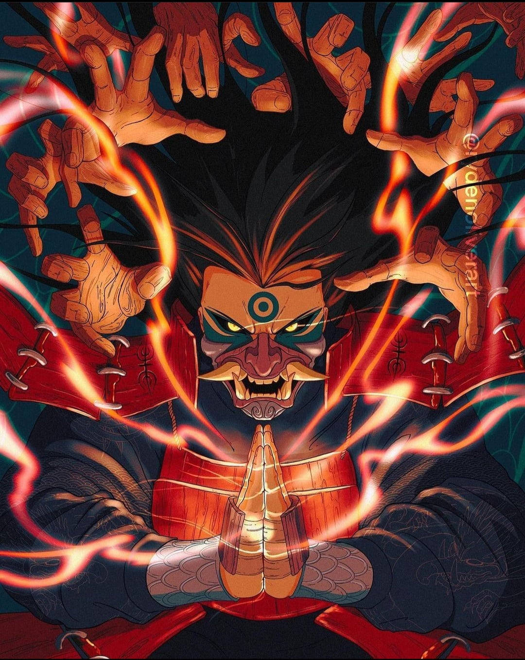 Mâinile împreunate ale lui Hashirama Senju Fundal