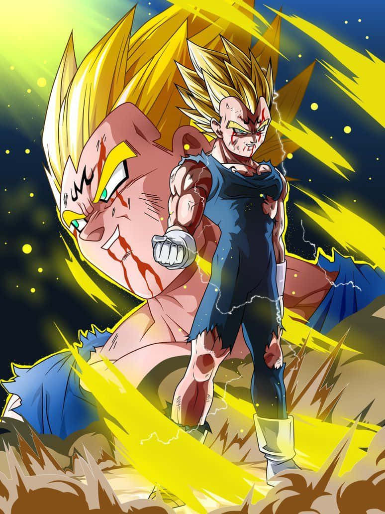 Majin Vegeta Zâmbet Artă Digitală Dragon Ball Fundal