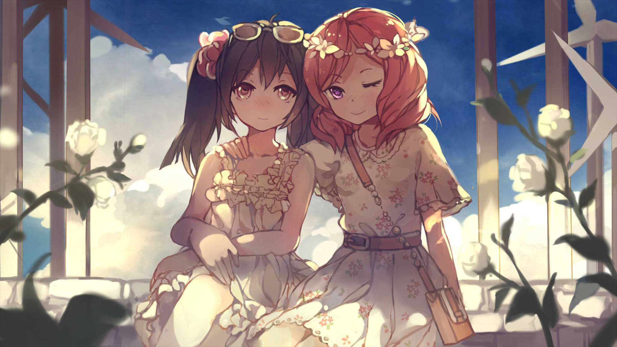 Maki și Nico Lesbian Anime Fundal