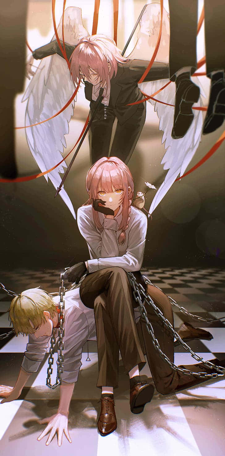 Makima torturându-l pe Chainsaw Man PFP Fundal