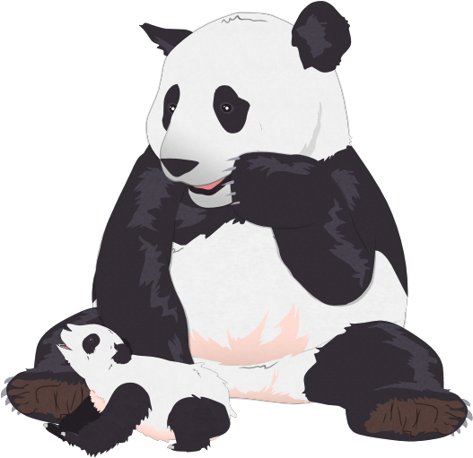 Mamă panda și puiul ei îmbrățișați Fundal