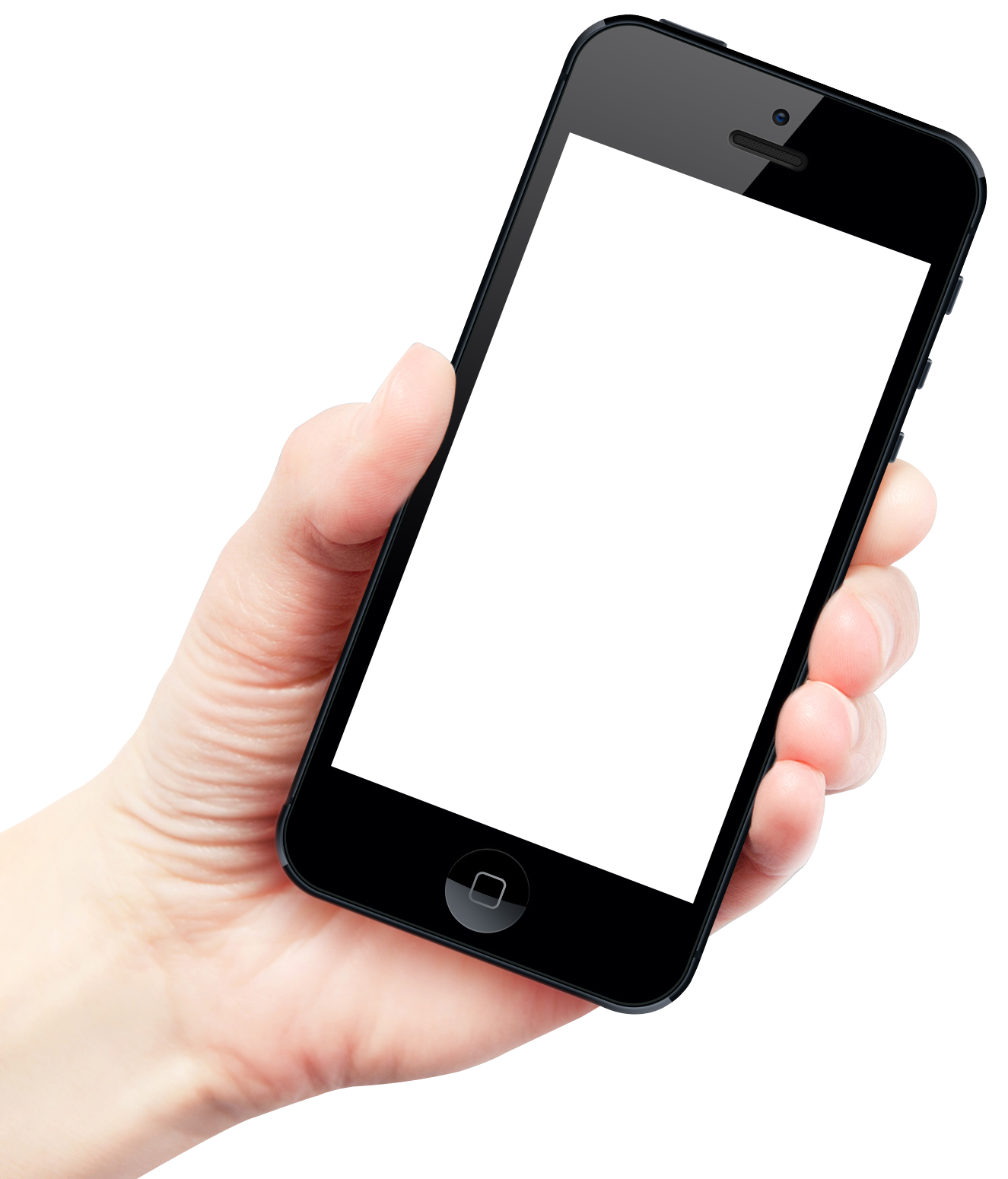 Mână care ține un smartphone negru mockup Fundal