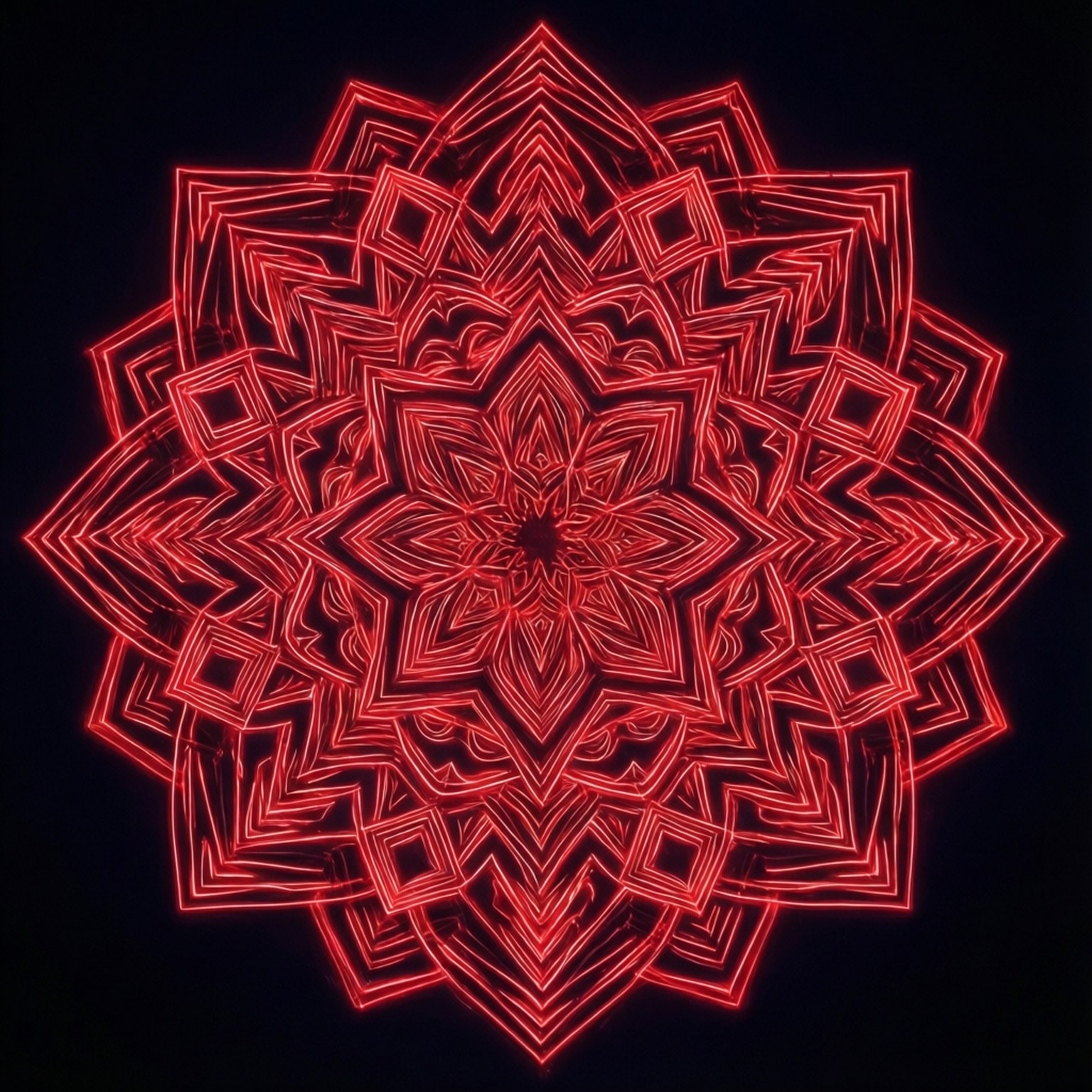 Mandala Roșu Neon Fundal