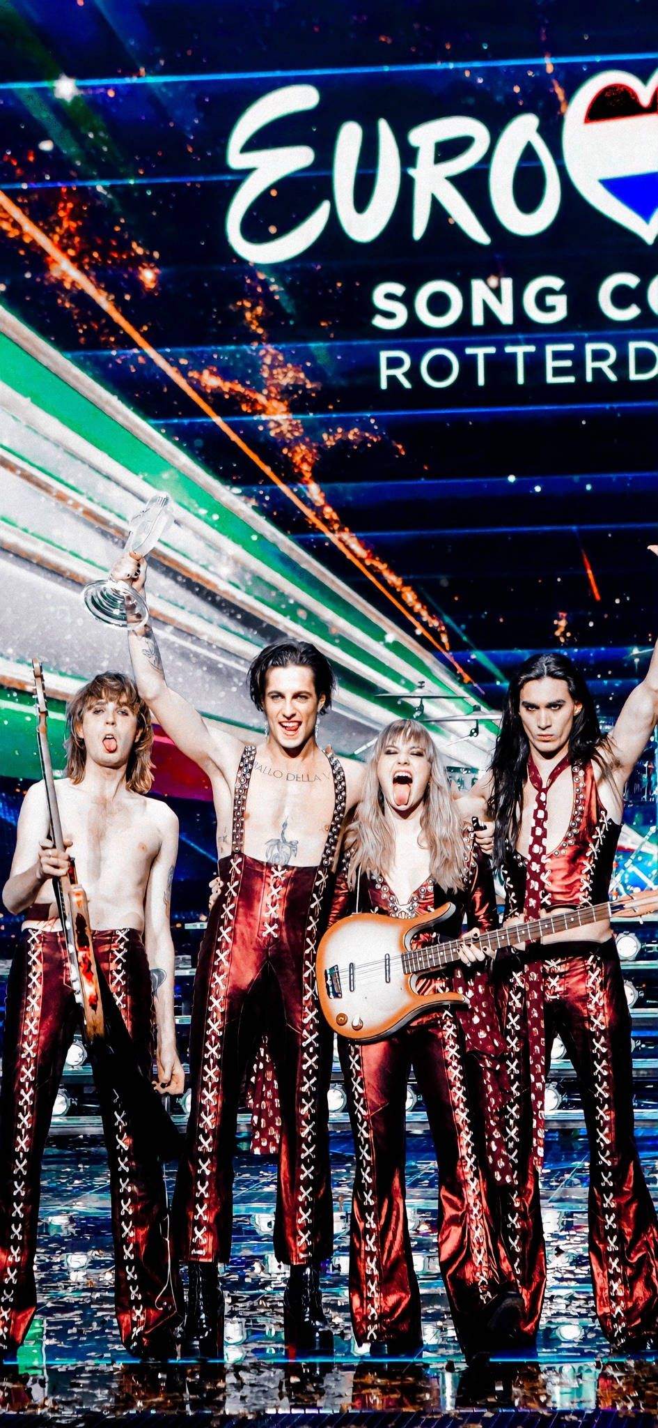 Maneskin în Picior Pe Scenă Fundal