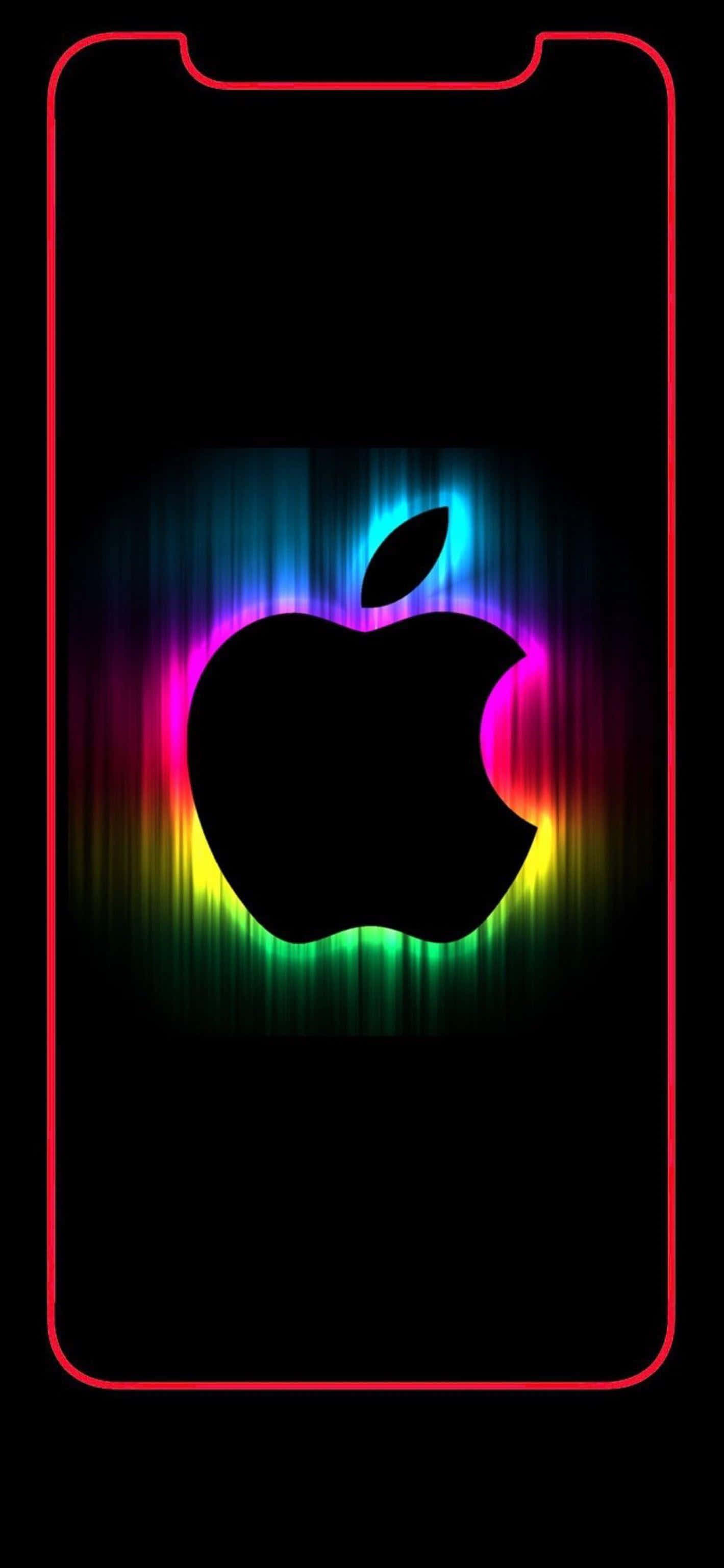 Măr cu Lumini Neon Curcubeu Fundal HD iPhone Fundal