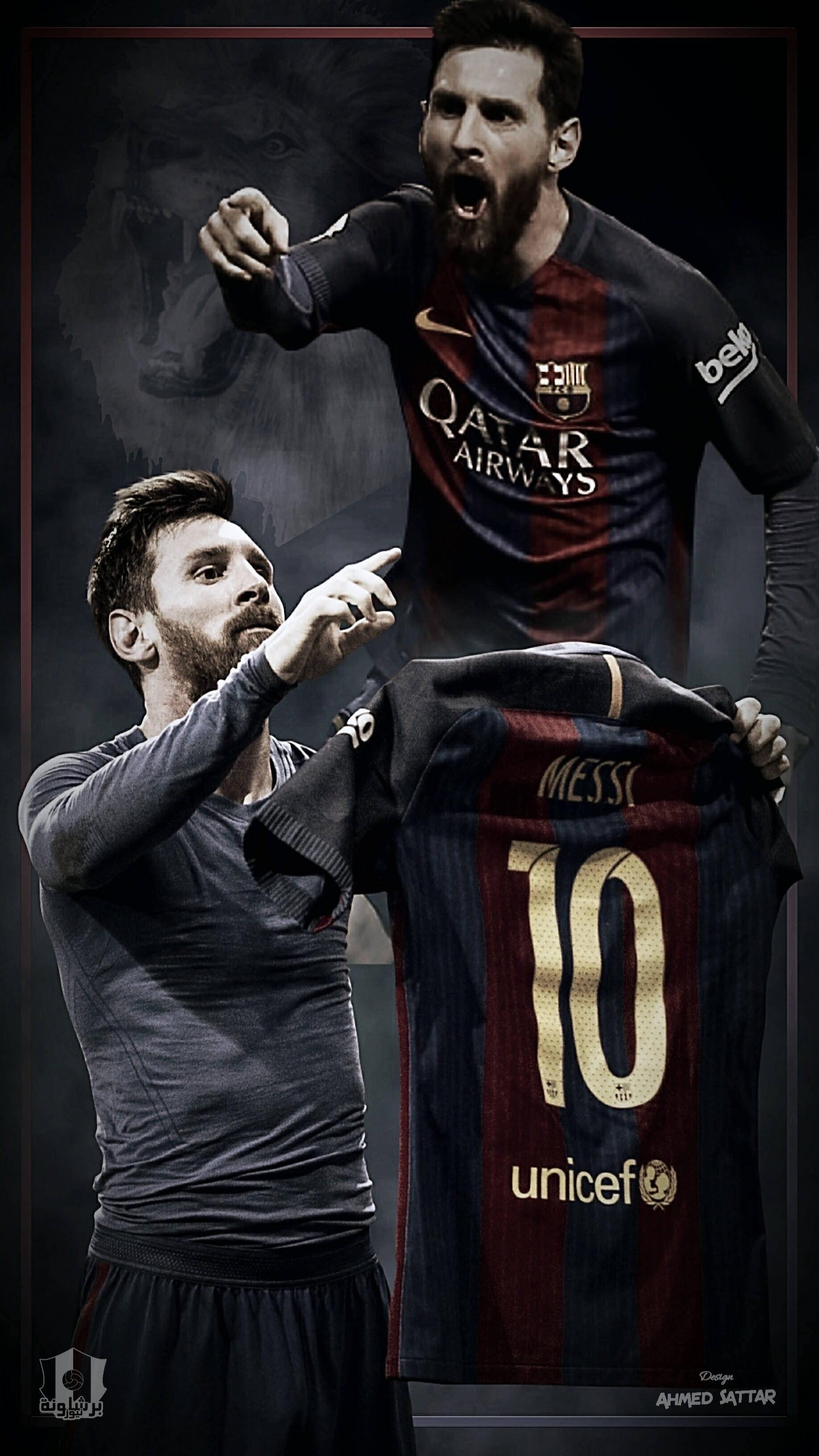 Marele Leo Messi răcnește de entuziasm Fundal