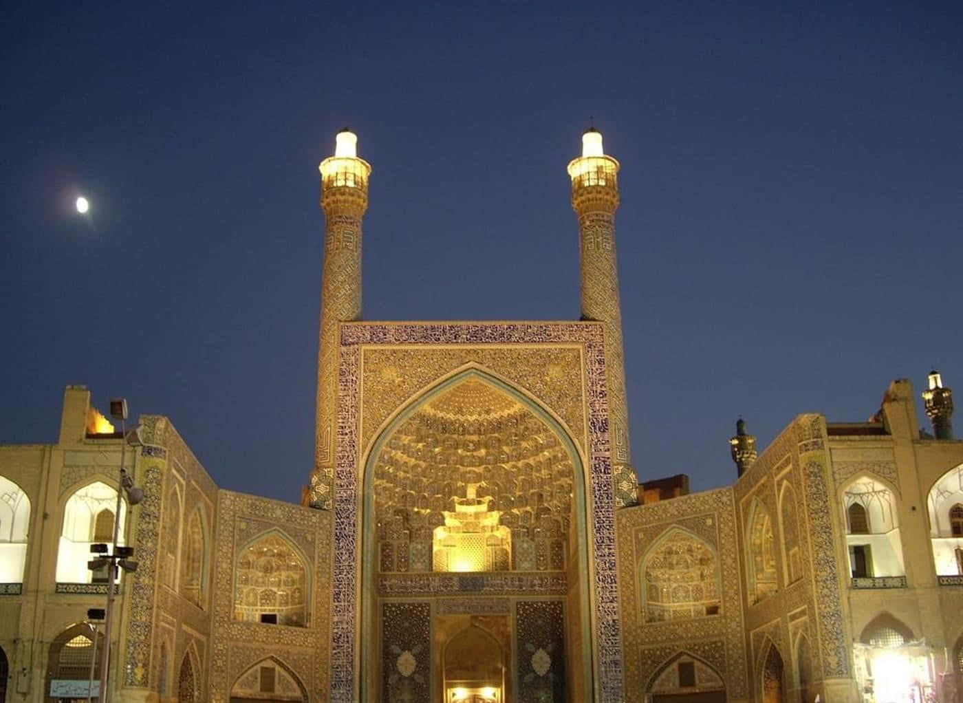 Marele Moschee Abbasi din Isfahan Noaptea Fundal