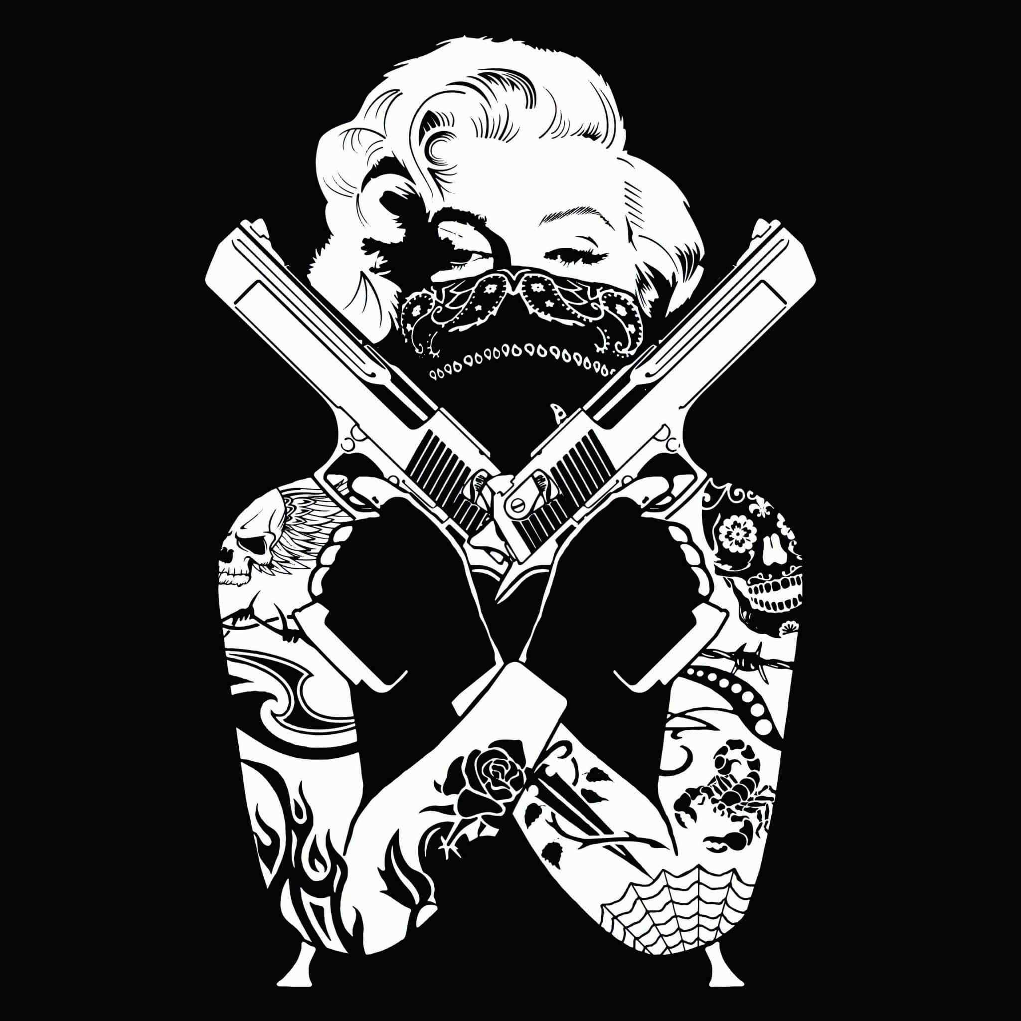 Marilyn Monroe în stil gangster negru Fundal