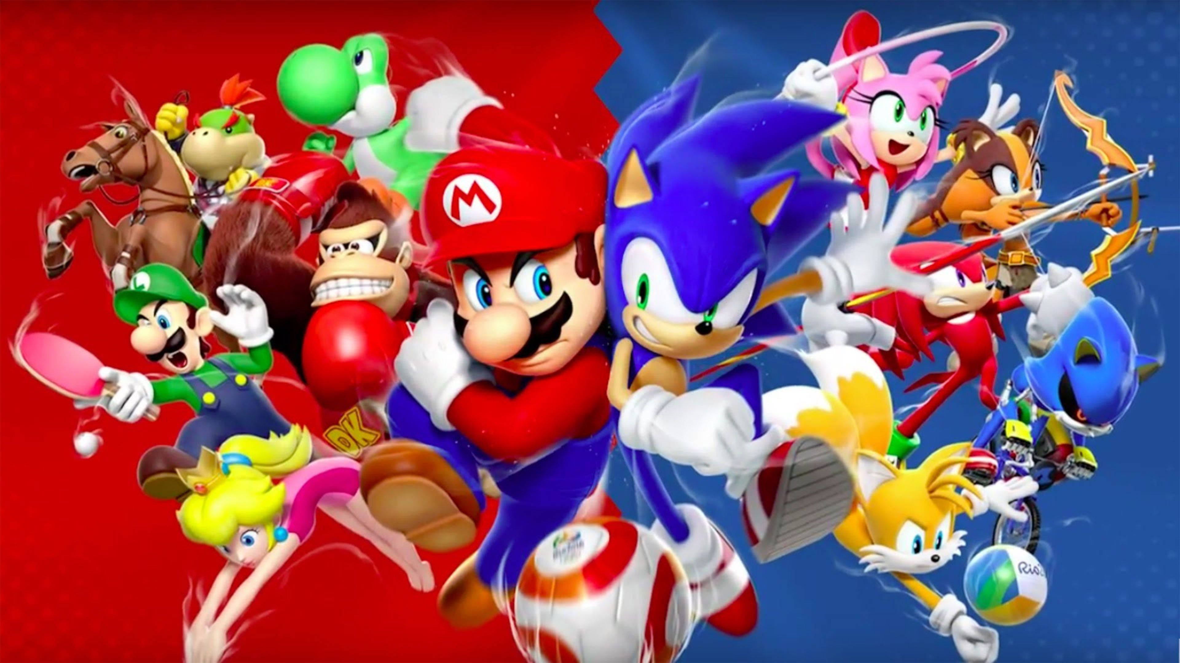Mario și Sonic fac echipă pentru o aventură distractivă! Fundal