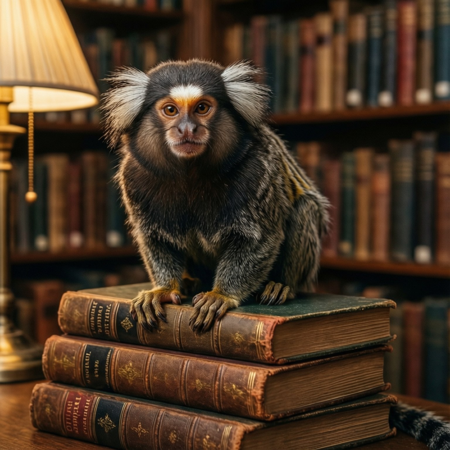 Marmosetă în Bibliotecă Fundal