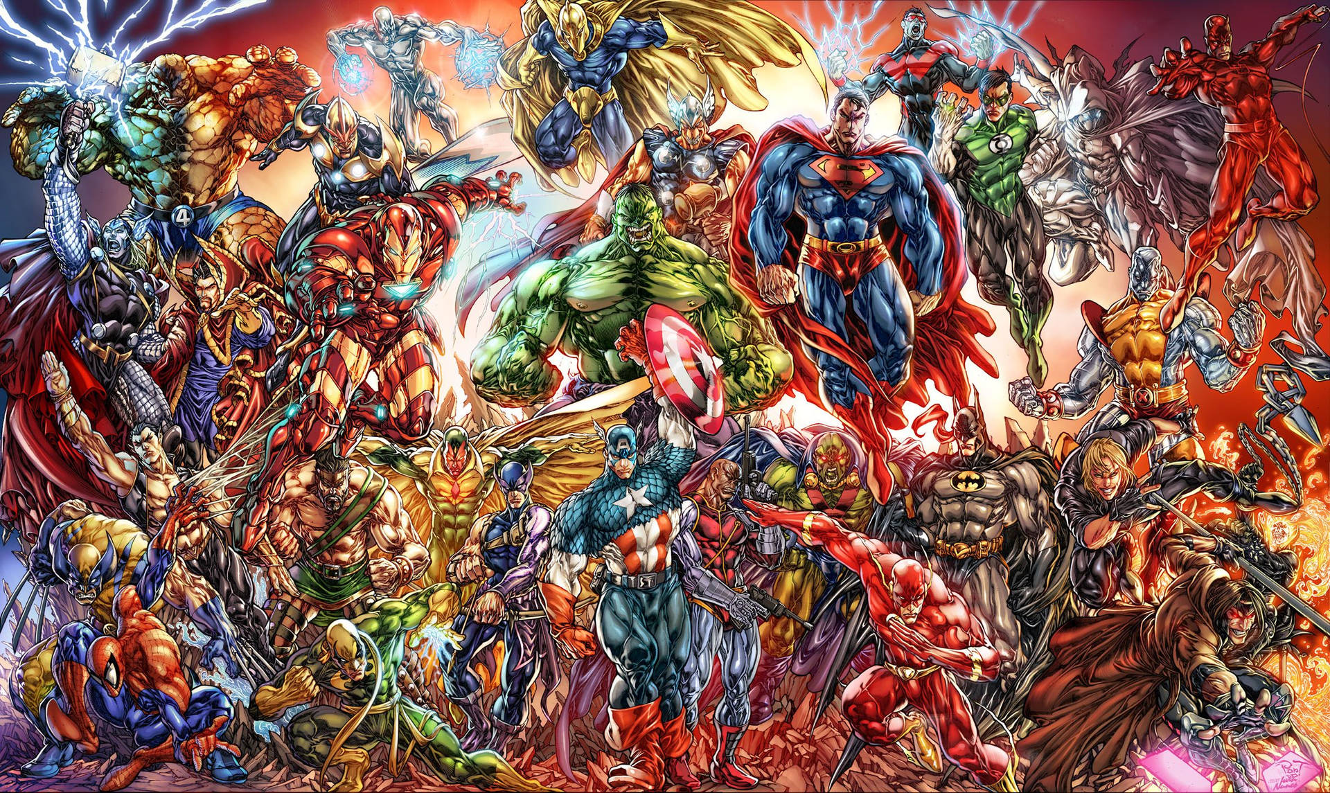 Marvel Comics în culori vii și desen strălucitor. — Marvel Fundal