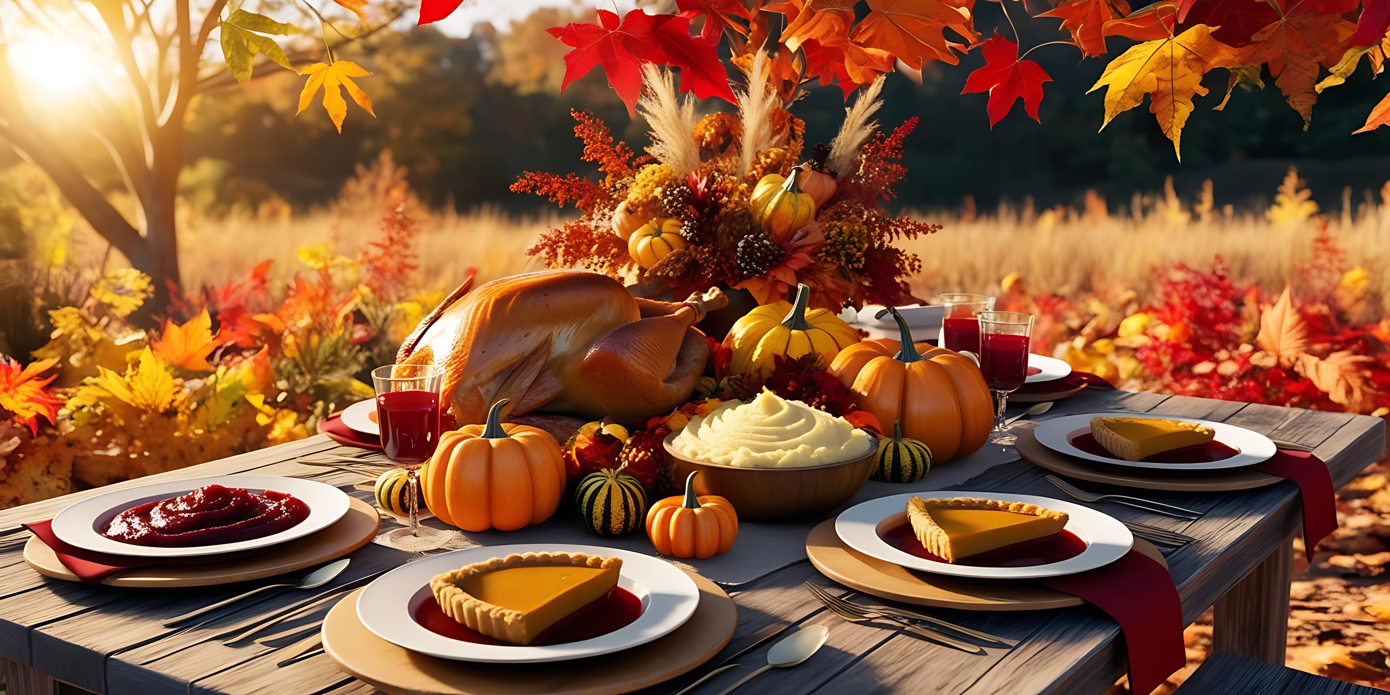 Masa de cină de Thanksgiving în aer liber Fundal