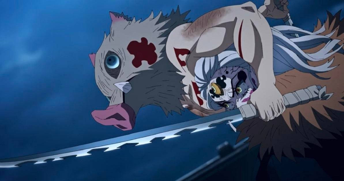 Masca de Mistreț Demon Slayer a lui Hashibira Fundal