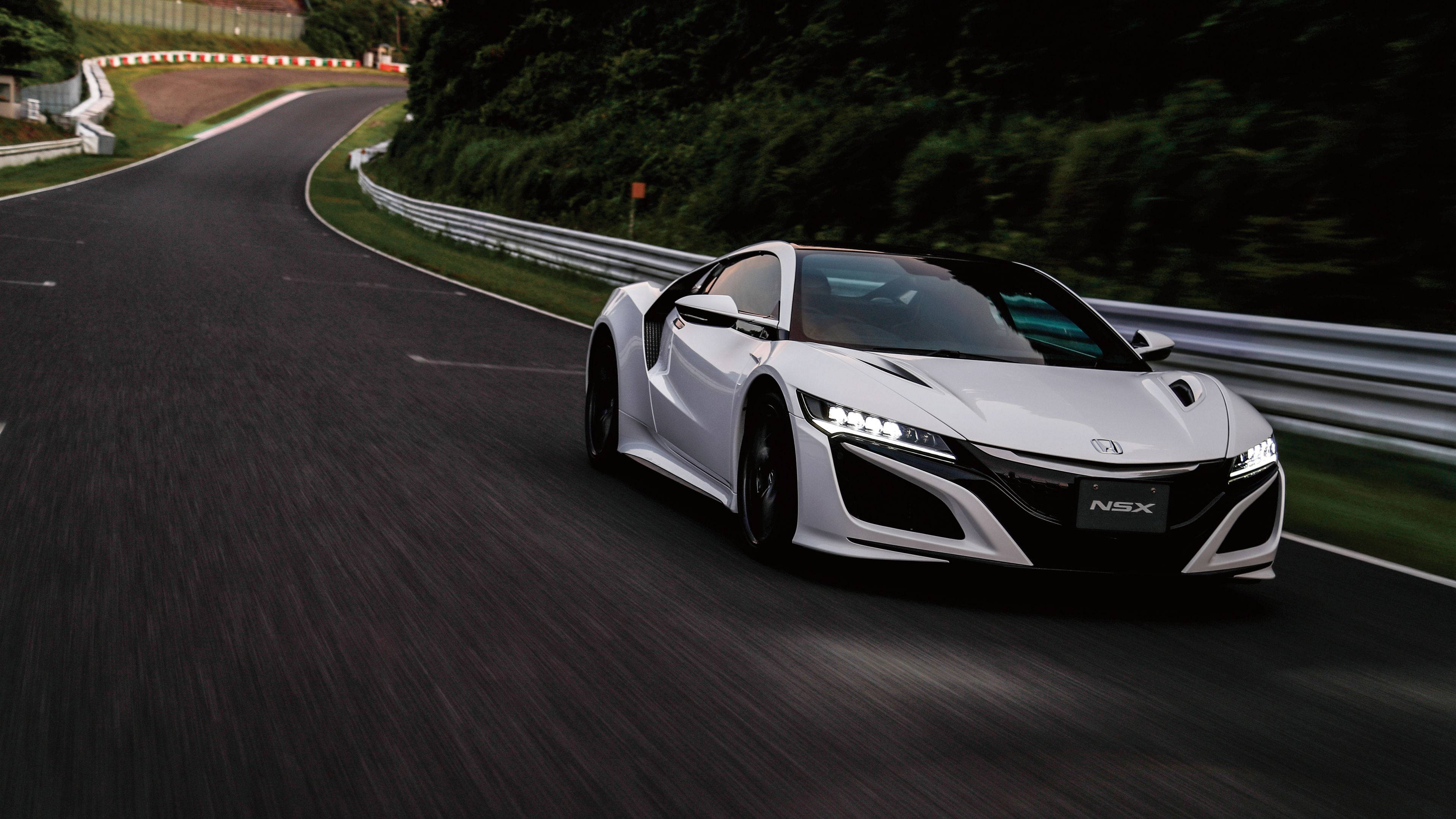 Mașină 4K Alb Perlat Honda NSX Fundal