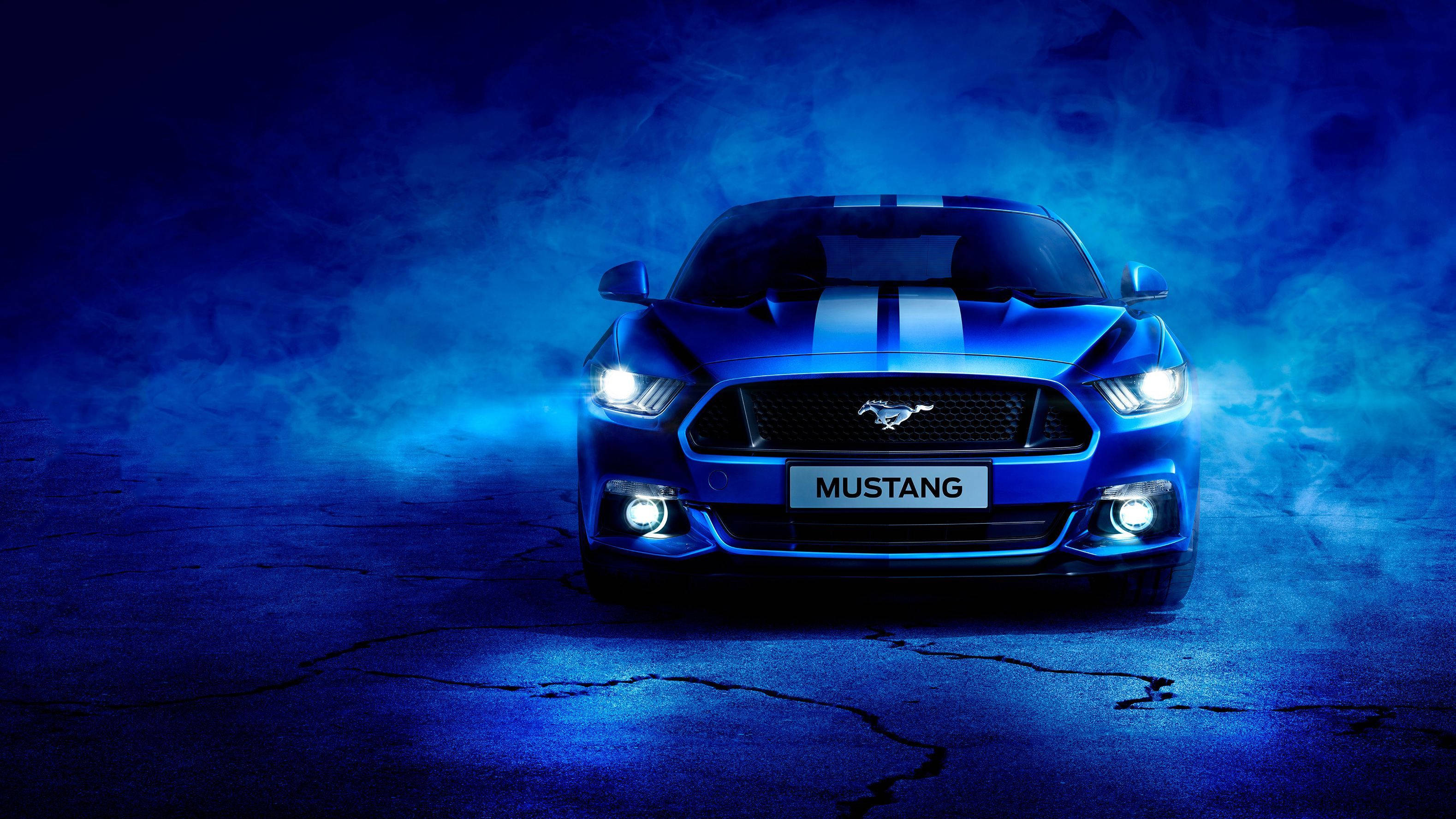 Mașină 4K Ford Mustang Metalic Albastru Fundal