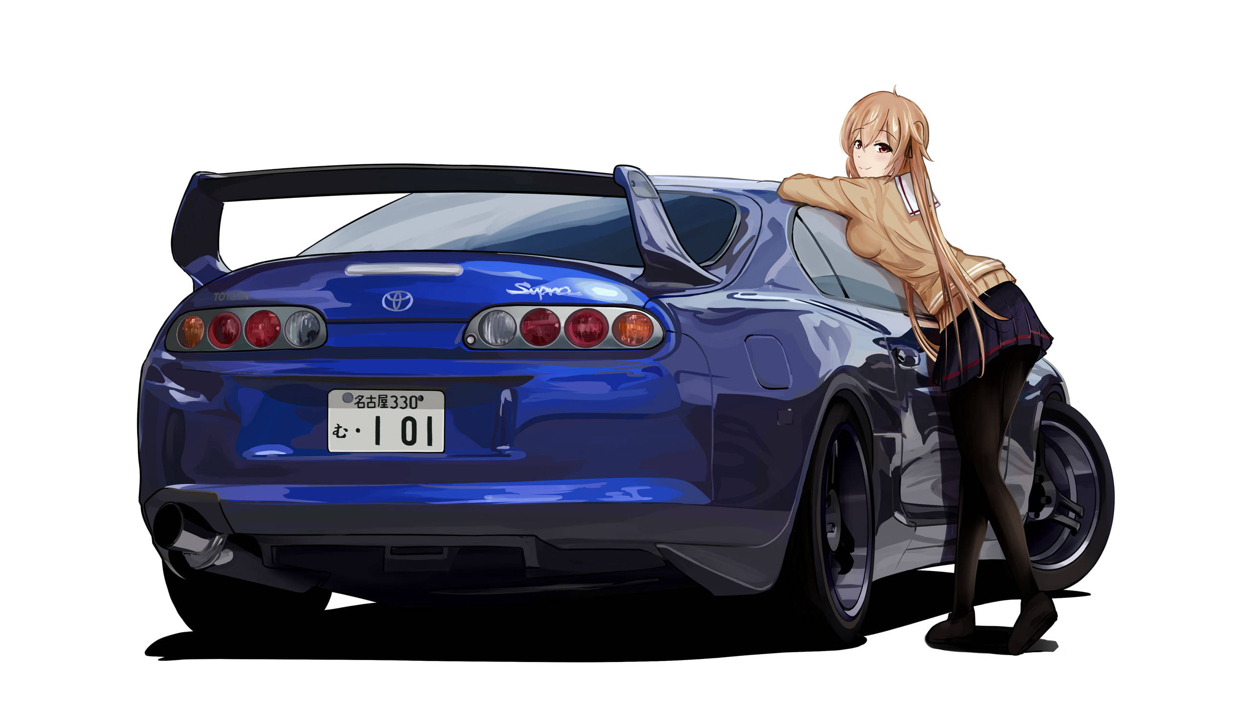Mașină Anime Blue Toyota Supra Fundal