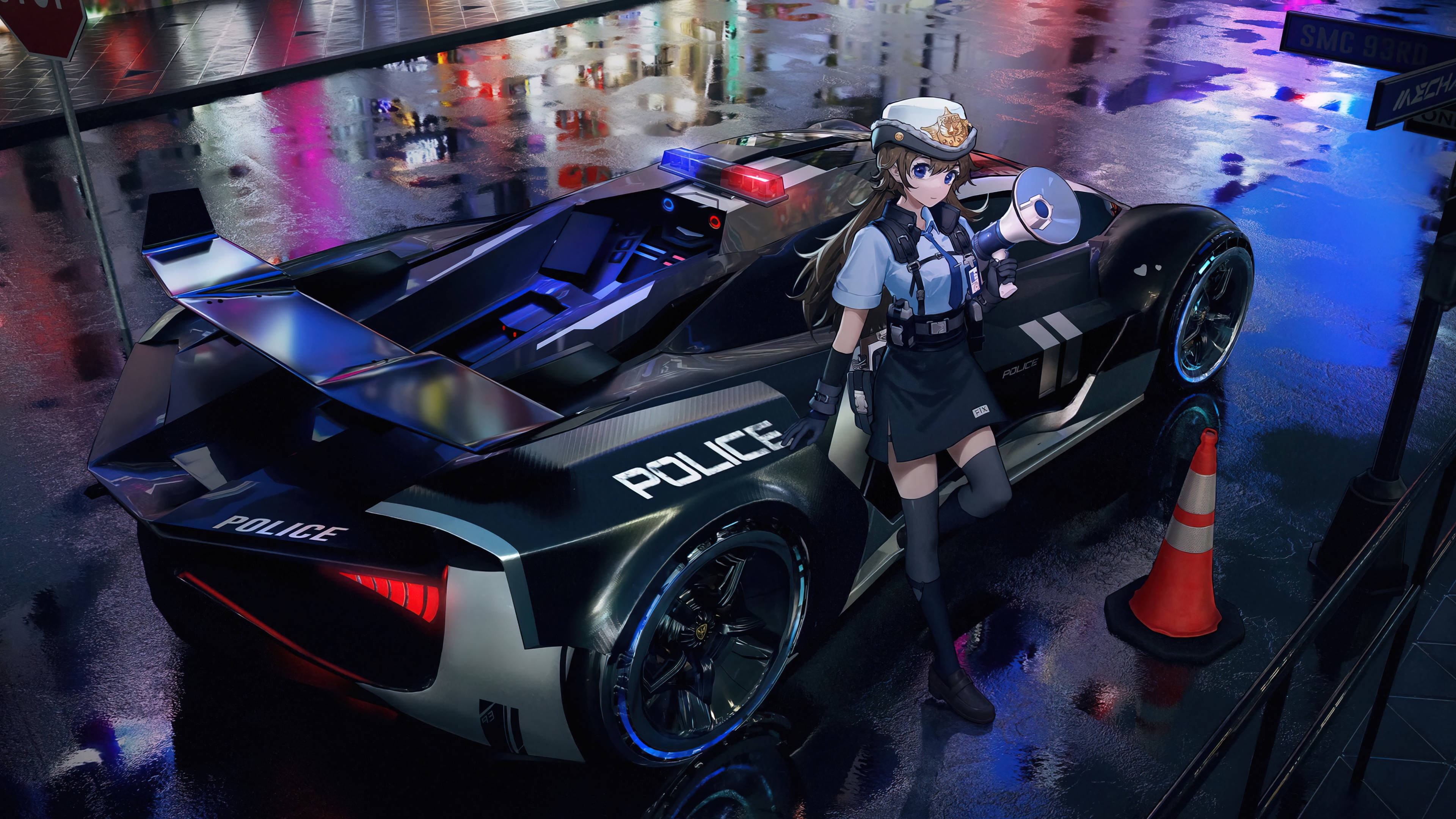 Mașină Anime de Poliție Fundal
