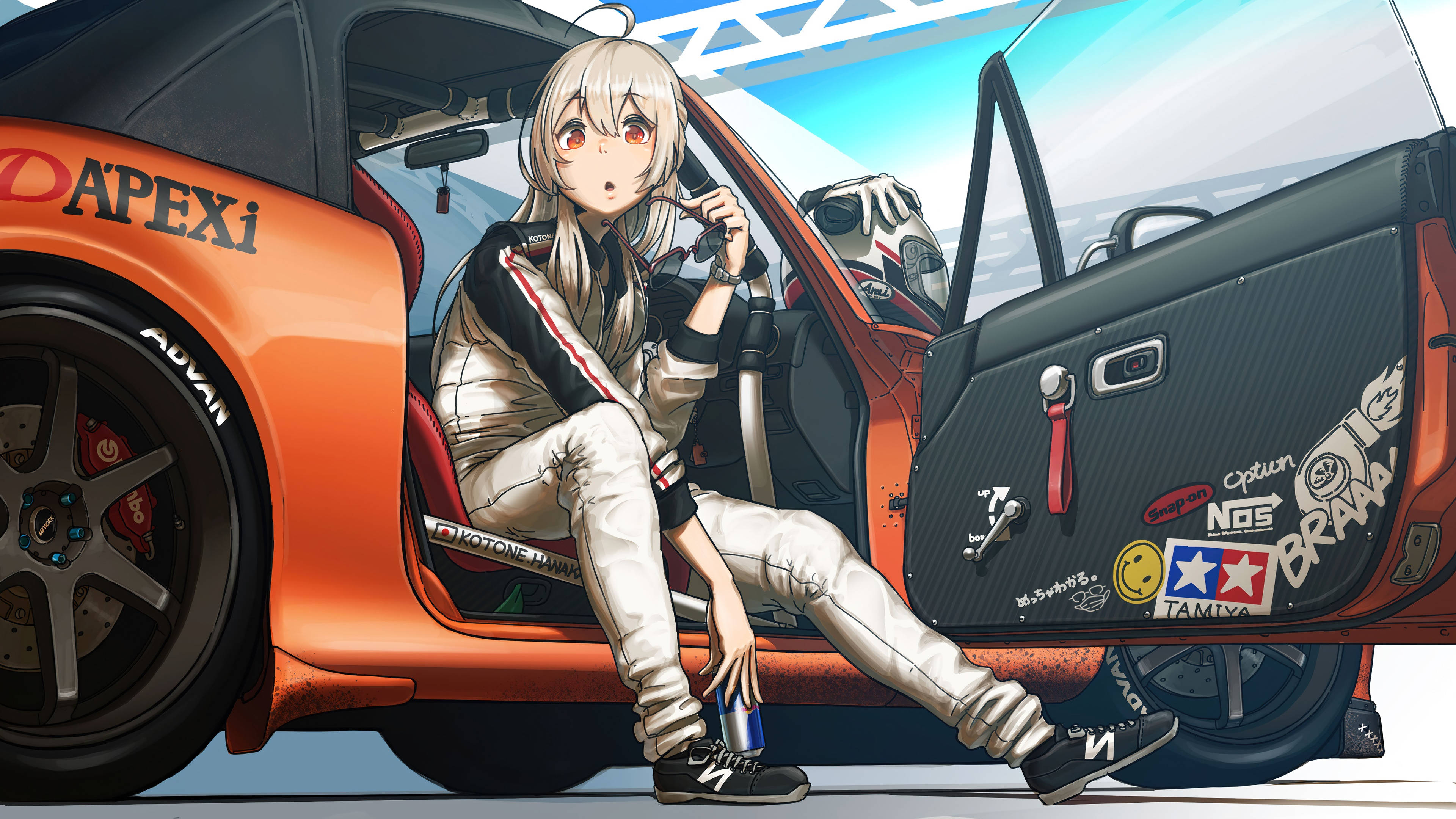 Mașină anime Toyota Supra portocalie Fundal
