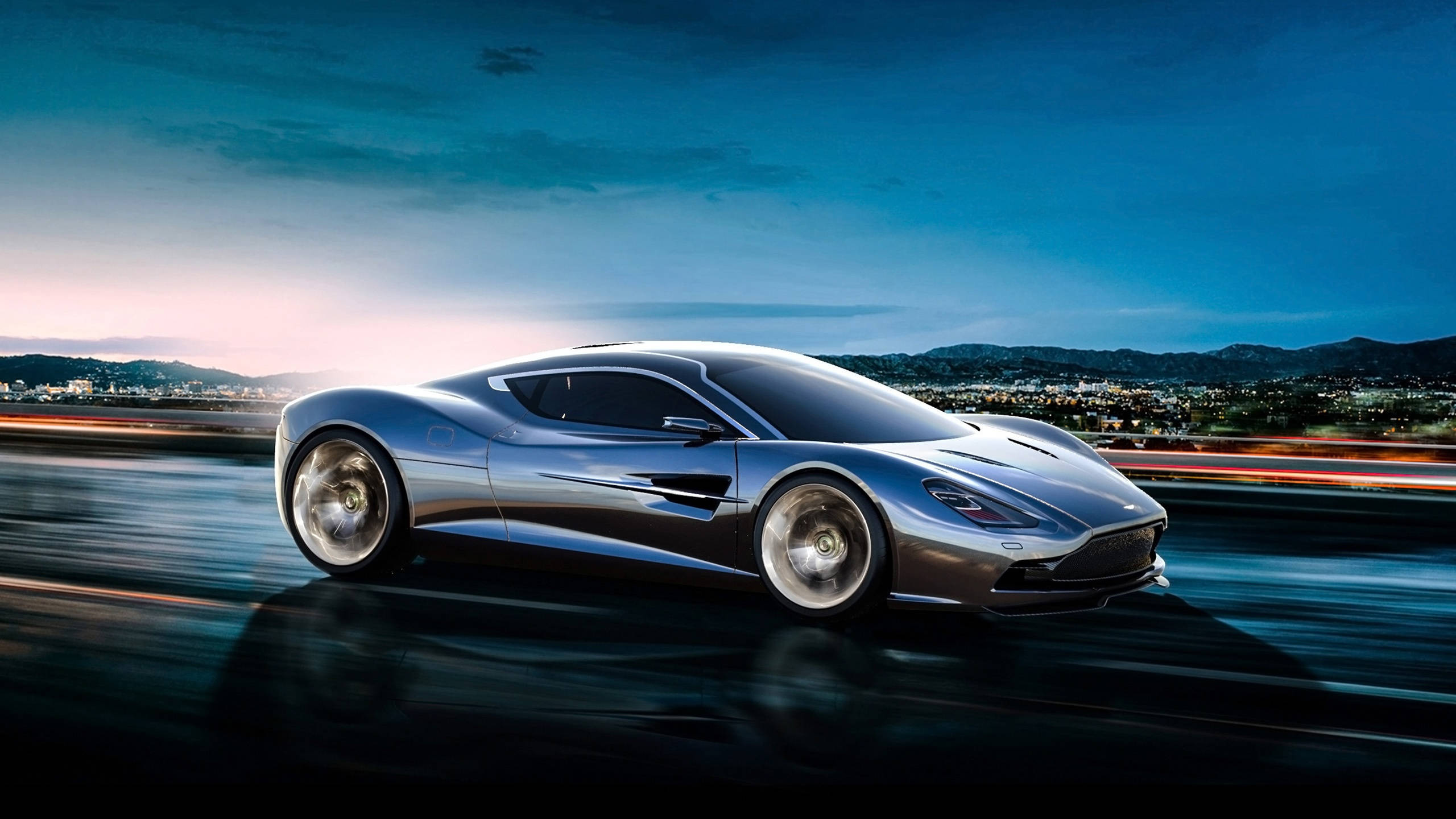 Mașină Cool Albastră Aston Martin Fundal