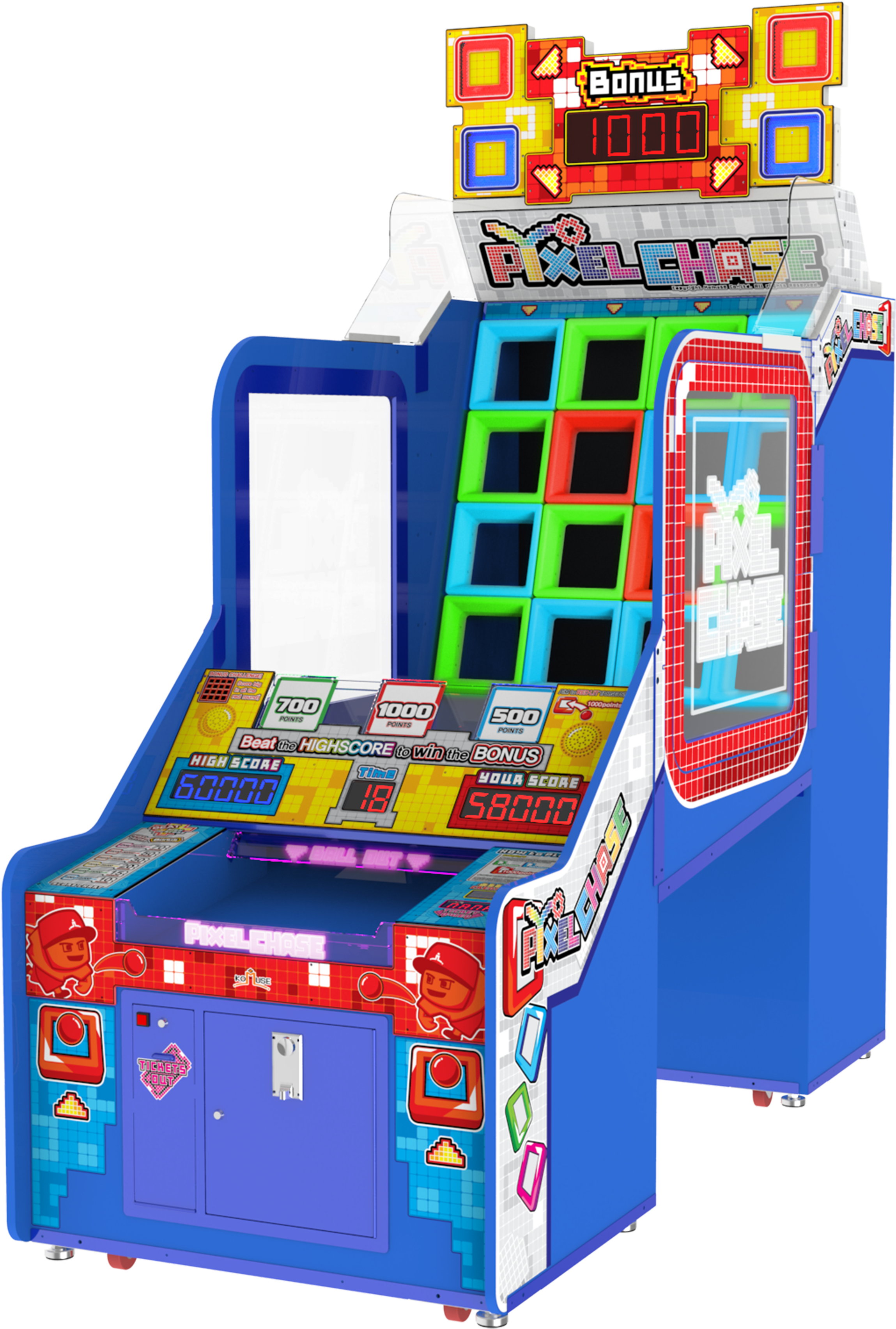 Mașină de arcadă Colorful Pixel Chase Fundal
