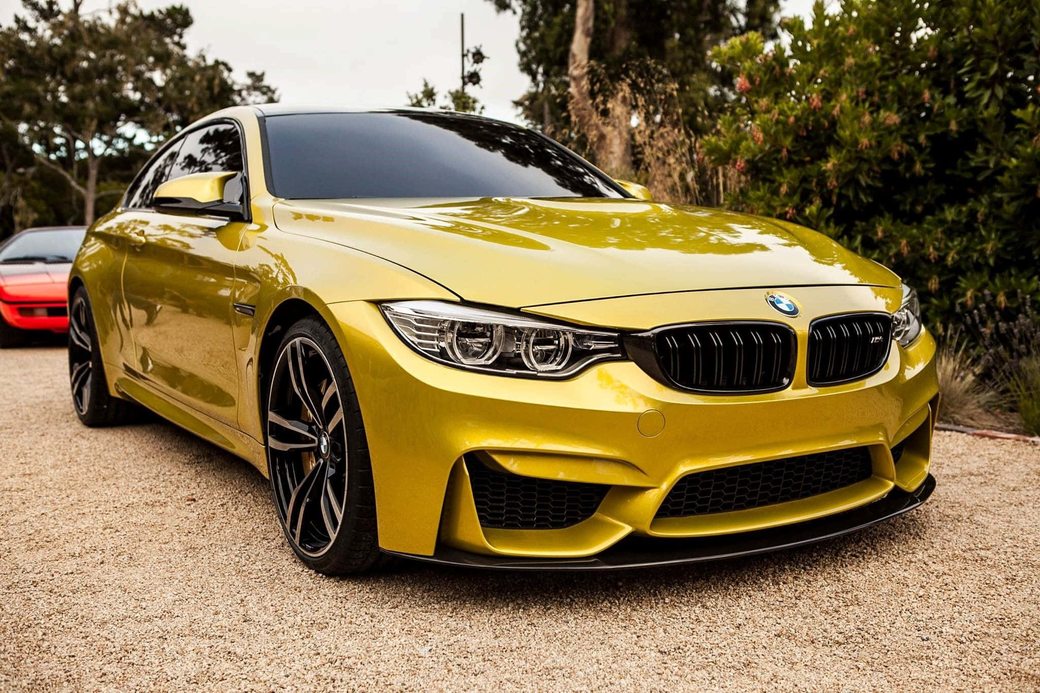 Mașină de lux BMW aurie Fundal