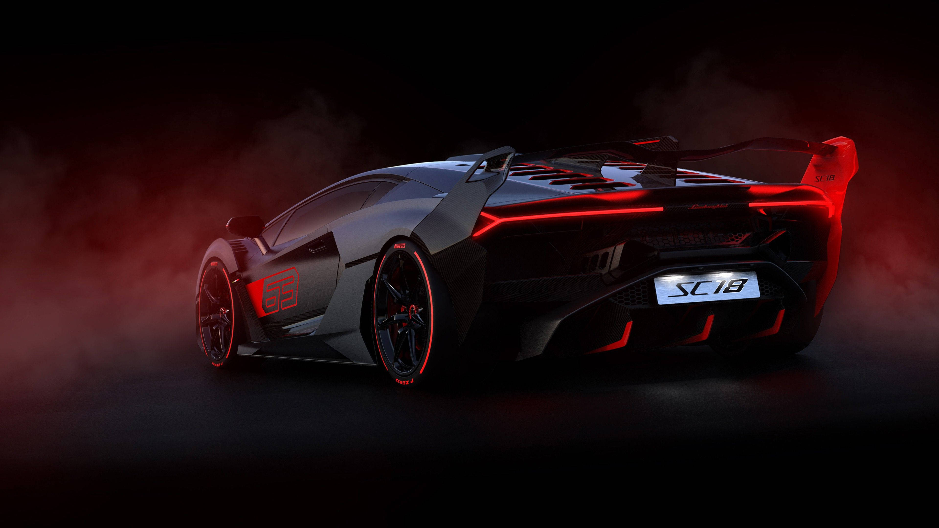 Mașină Estetică 4K Roșie Lamborghini Aventador Fundal