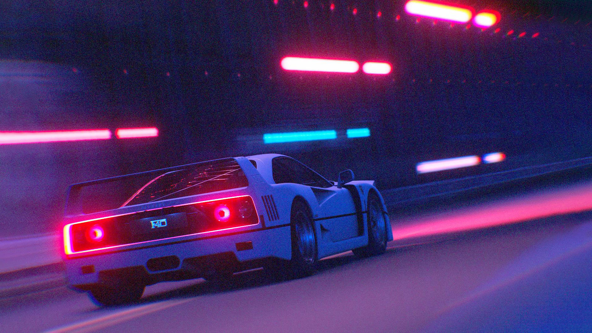 Mașină JDM în mișcare cu lumini neon Fundal