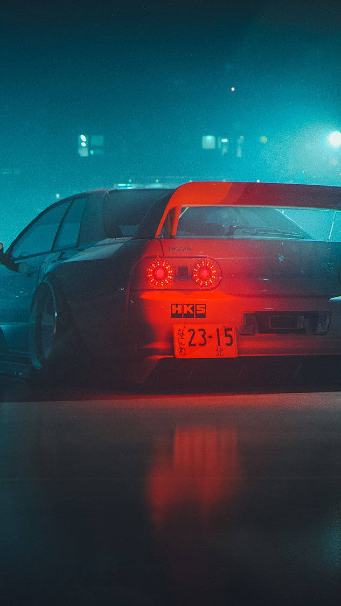 Mașină JDM roșie și bleu Fundal