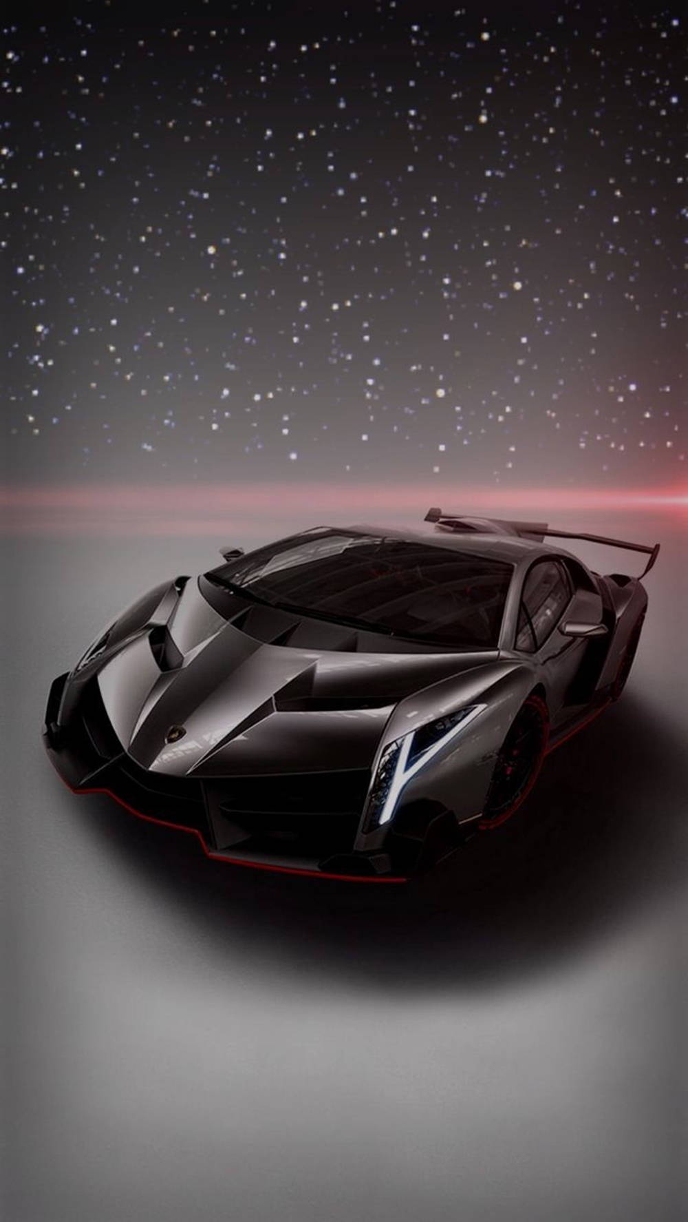 Mașină Lamborghini neagră iPhone sub cer înstelat Fundal
