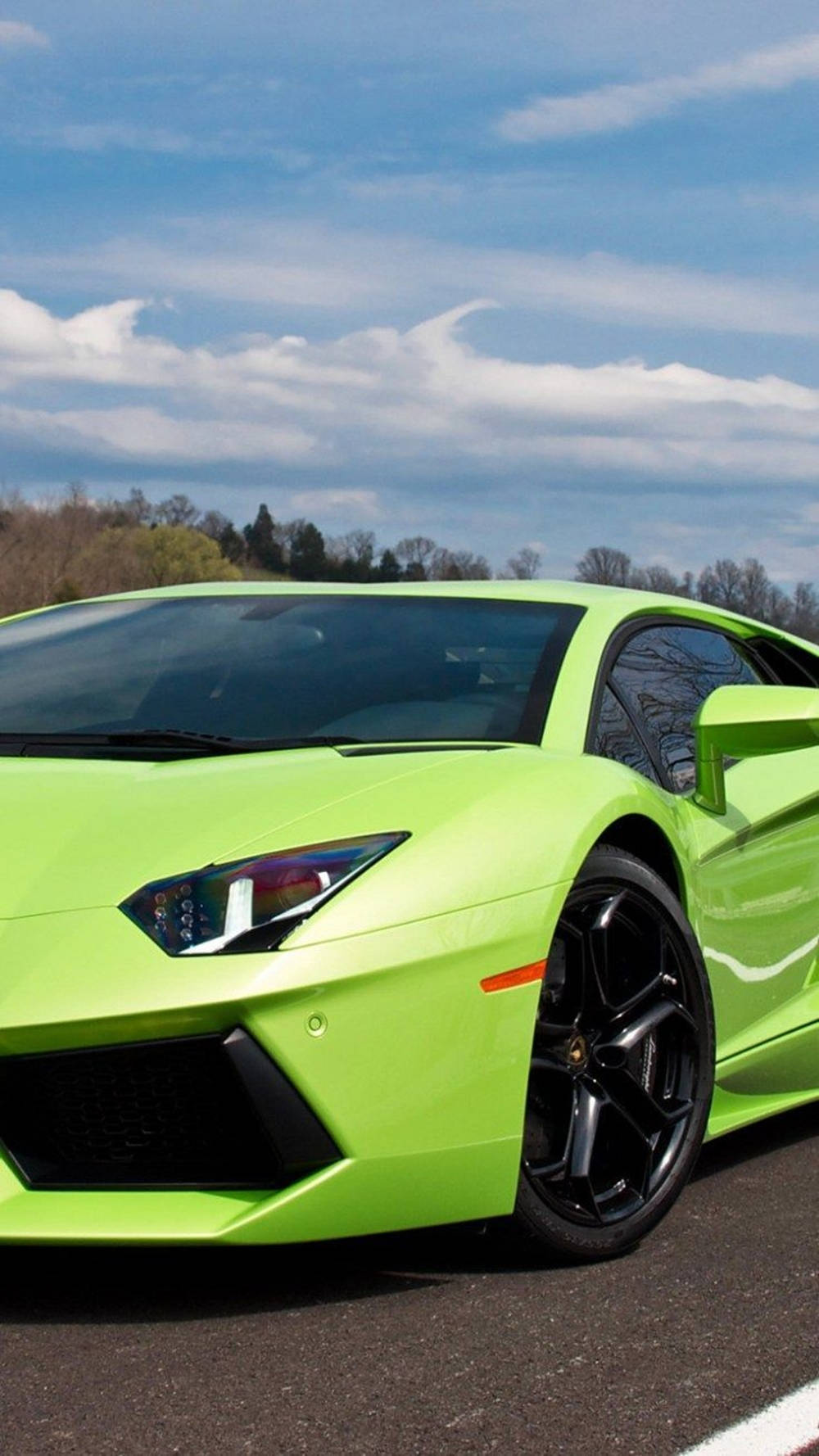 Mașină verde neon Lamborghini estetică pentru iPhone Fundal